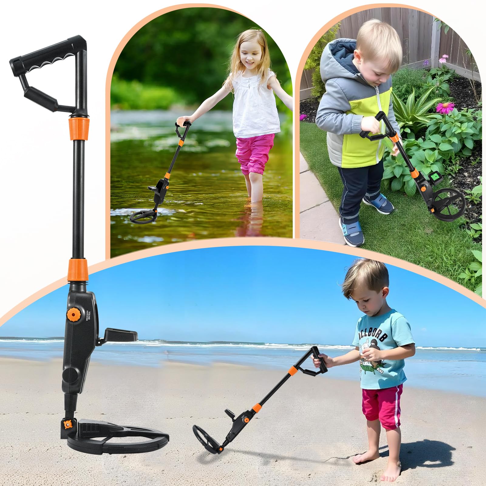 Sunowl Metalldetektor für Kinder mit LCD und Tonanzeige, Hochempfindlicher Metalldetektor mit Wasserdichter Suchspule, Kinder Metalldetektor für Metallsuche