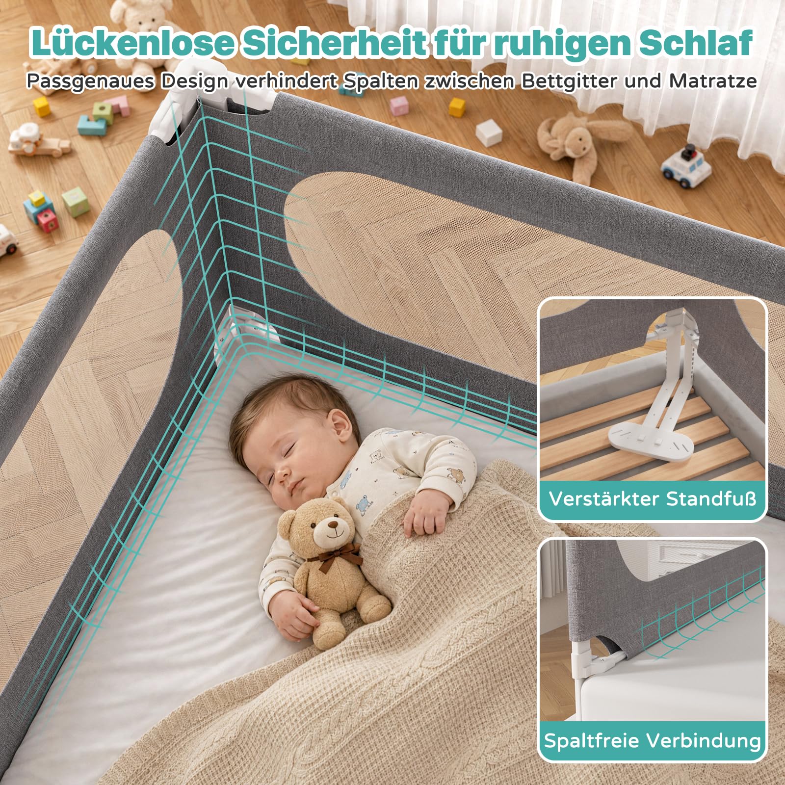 Redcoutt Barrera de Cama(140CM) — Barrera Seguridad Niños Cama con Elevación Vertical, Apta para Camas Infantiles, Lecho de Adultos y Lecho de Madera Maciza (Envase Individual)