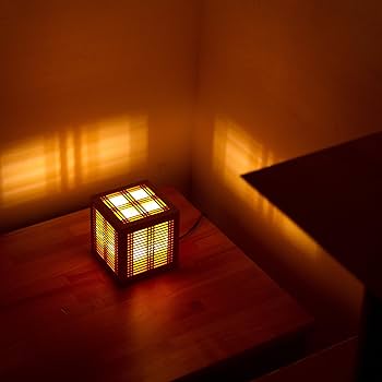 Amazon.co.jp : 木のあかり ひかりの小箱1 小型テーブルランプ 組子