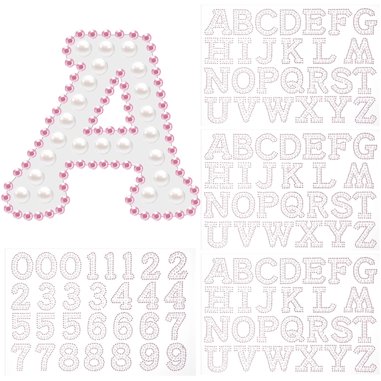 Towfed 107 Pcs Pearl Rhinestone Self Adhesive Stickers 3 Sheets A-Z Glitter Letter Stickers and 1 Sheet 0-9 Number Stickers Bling Crystal Alphabet