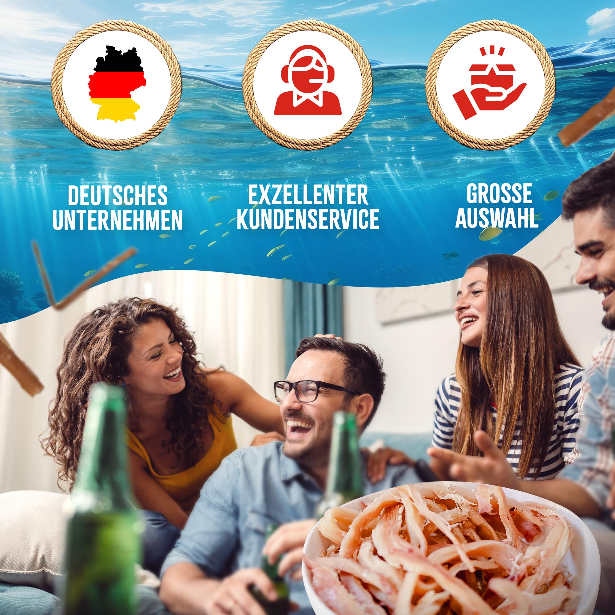 MSDM Peruanischer Tintenfisch 1kg - Fisch Jerky I High Protein I Snacks I Trockenfisch Omega 3 I Beef Jerky, Trockenfleisch & Chips Alternative Salat Topping