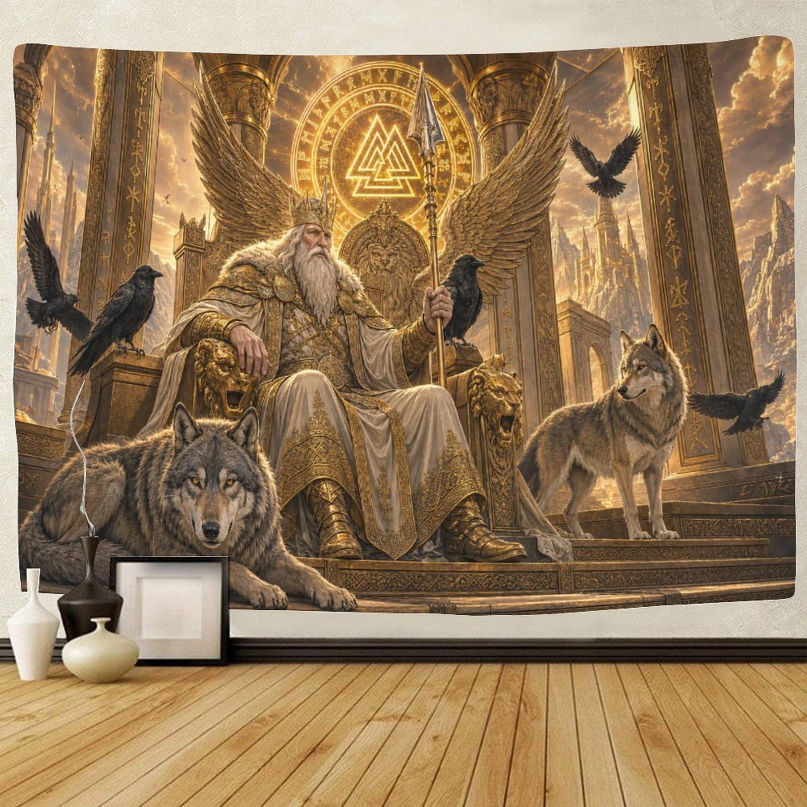 ASDFGHJKLZA Odin in Norse Mythology Wall Hanging Decor 3D Print Tapestry for Bedroom Tapestries Poster Curtain Bedroom College Dorm 150cmx200cm