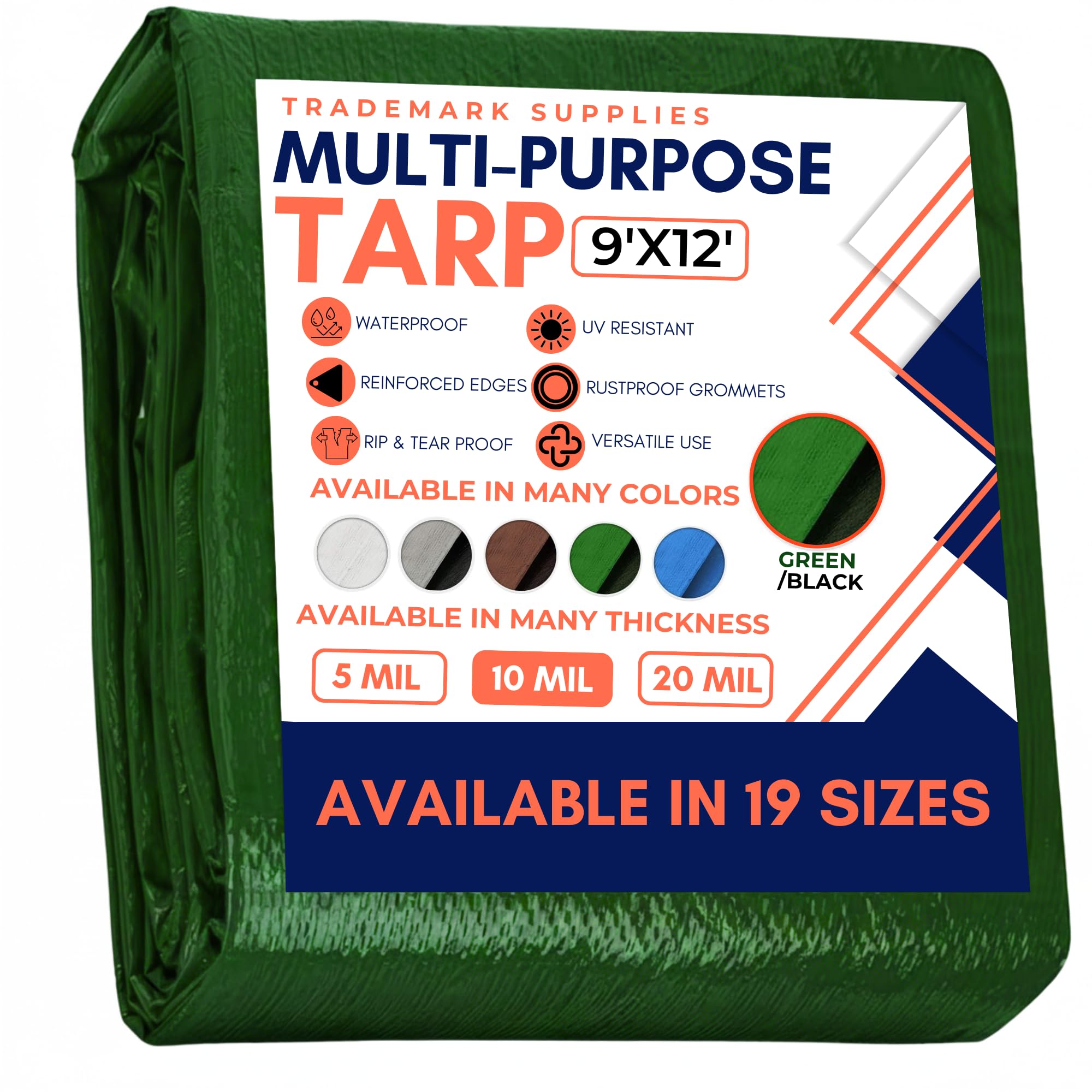 Tarp Cover Brown/Black Heavy Duty 8'X10' Thick Material, Waterproof, Great for Tarpaulin Canopy Tent, Boat, RV Or Pool Cover (8X10 Heavy Duty Poly Tarp Brown/Black) — view 23