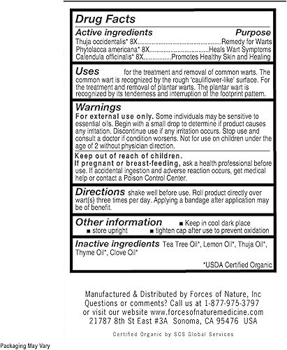 Miniatura 9 de Forces of Nature - Eliminador de verrugas natural y orgánico extra fuerte (0.3 onzas líquidas), sin OMG, sin productos químicos nocivos, no tóxicos.
