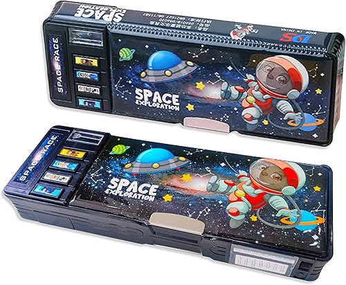 Miniatura 10 de Estuche multifunción desplegable para niñas, bonito organizador de bolígrafos de dibujos animados con bloqueo de contraseña, sacapuntas, horario,