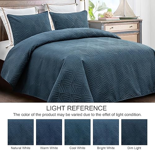 Miniatura 6 de Whale Flotilla Juego de edredón suave tamaño matrimonialqueen, juego de ropa de cama de 3 piezas, ligero y moderno, colcha para todas las