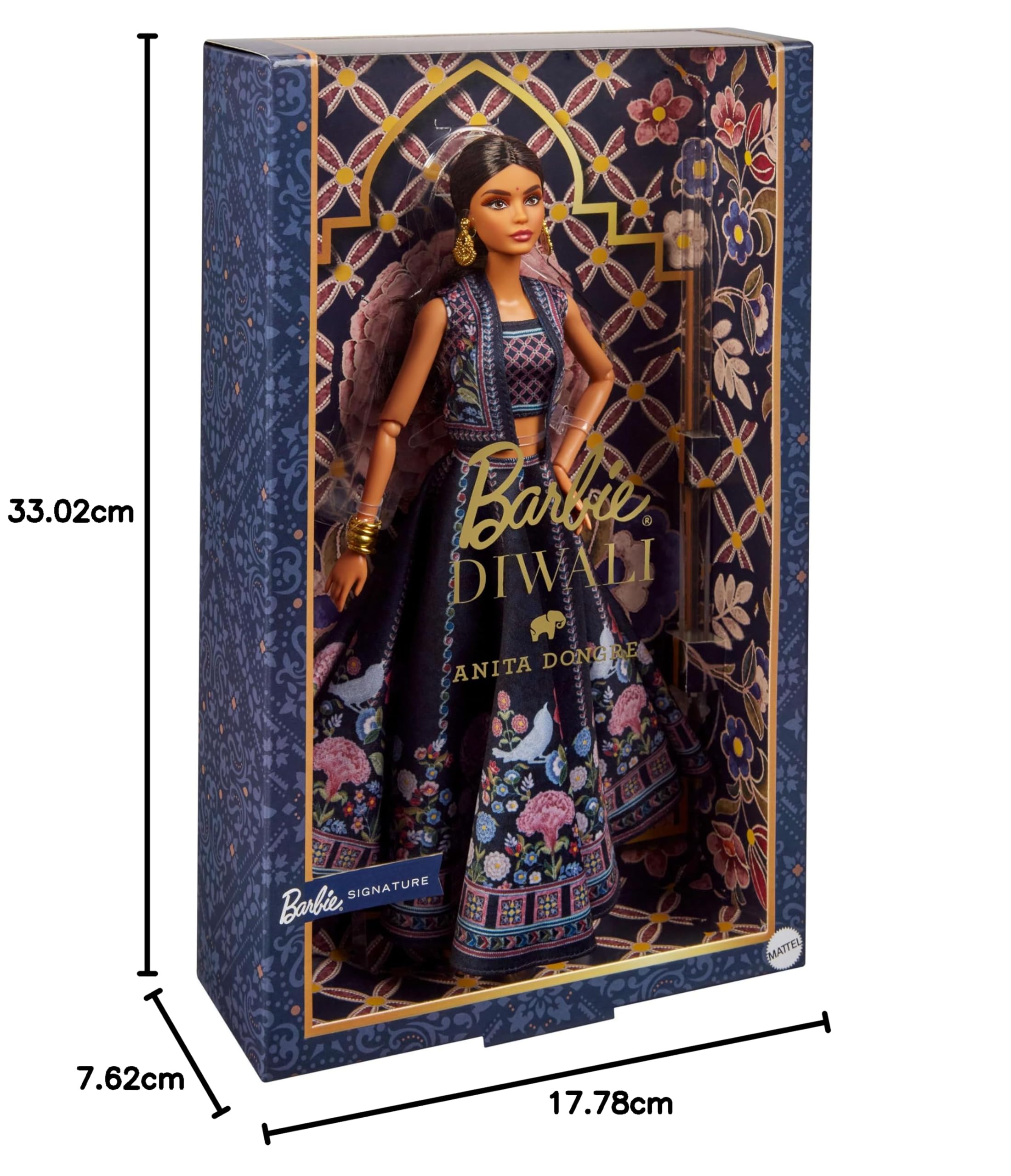 Barbie Diwali Puppe von Anita Dongre Wearing Festival of Lights Look, Urlaub Sammlerstück mit Puppe Stehen & Echtheitszertifikat, HRM91, [Mehrfarbig]