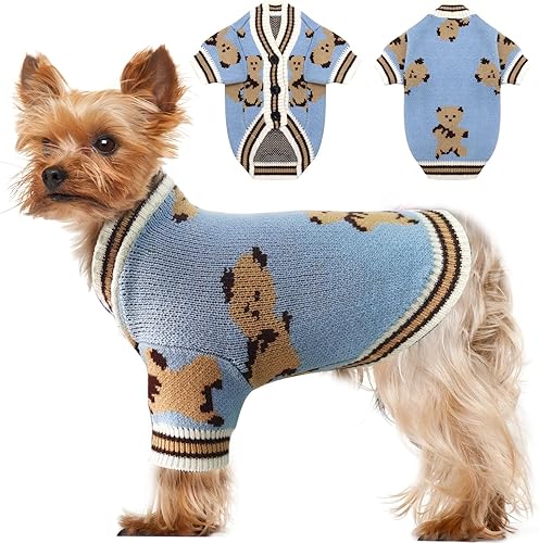 Miniatura 7 de Suéteres para perros pequeños, ropa de punto con oso lindo para perros pequeños y medianos, trajes suaves para mascotas, cachorros, gatos, trajes de