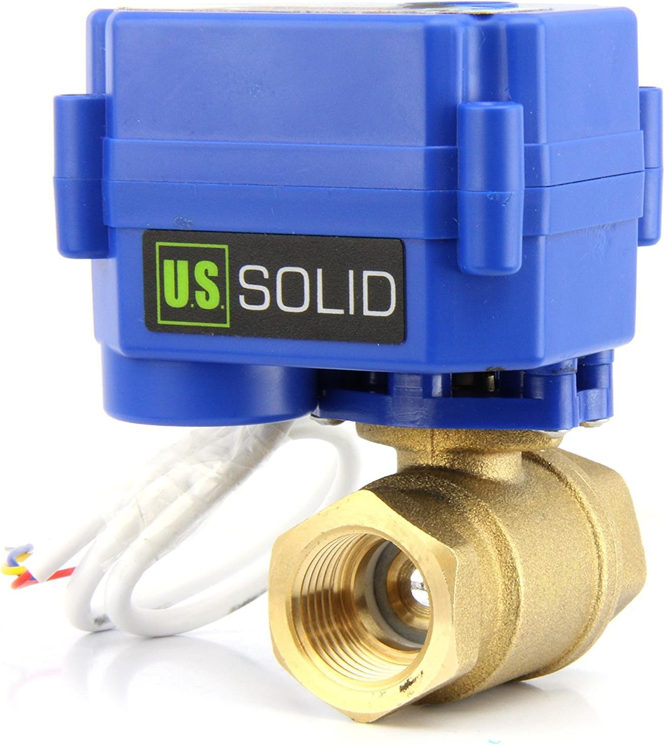 U.S. Solid 1/2" Motorized Ball Valve Brass Electrical Ball Valve DN15 with Full Port, 9-24V AC/DC, 3 Wire Setup
