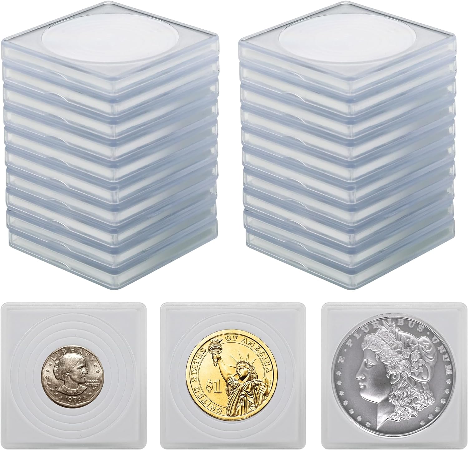 Coin Snap Holders, 20 Pcs Silver Dollar Coin Holders