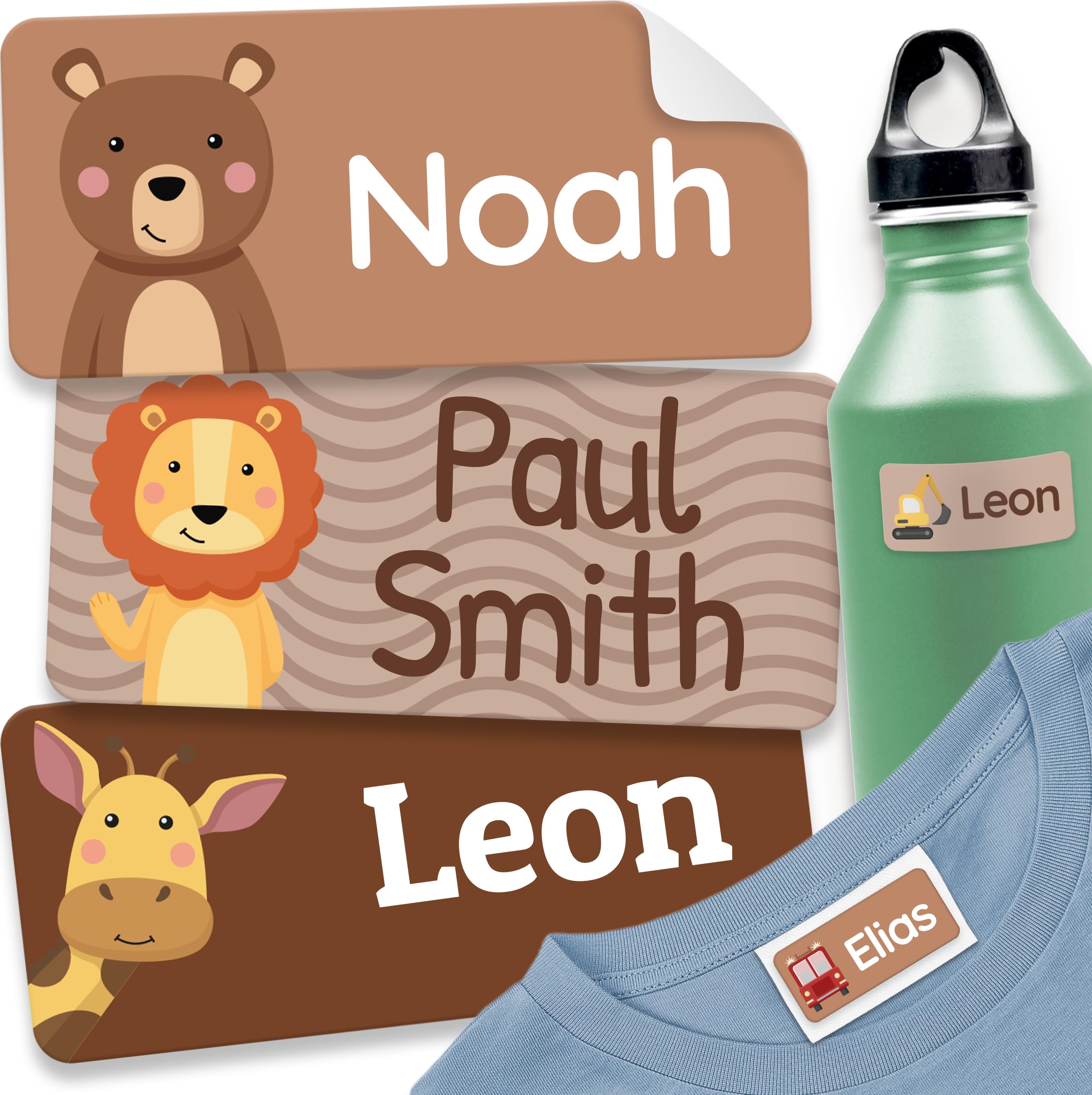 120 Stick on Name Labels for Clothes Kids - Personalised Name Tags for Clothes, School and Nursery - Waterproof and No-Iron Name Stickers for Kids