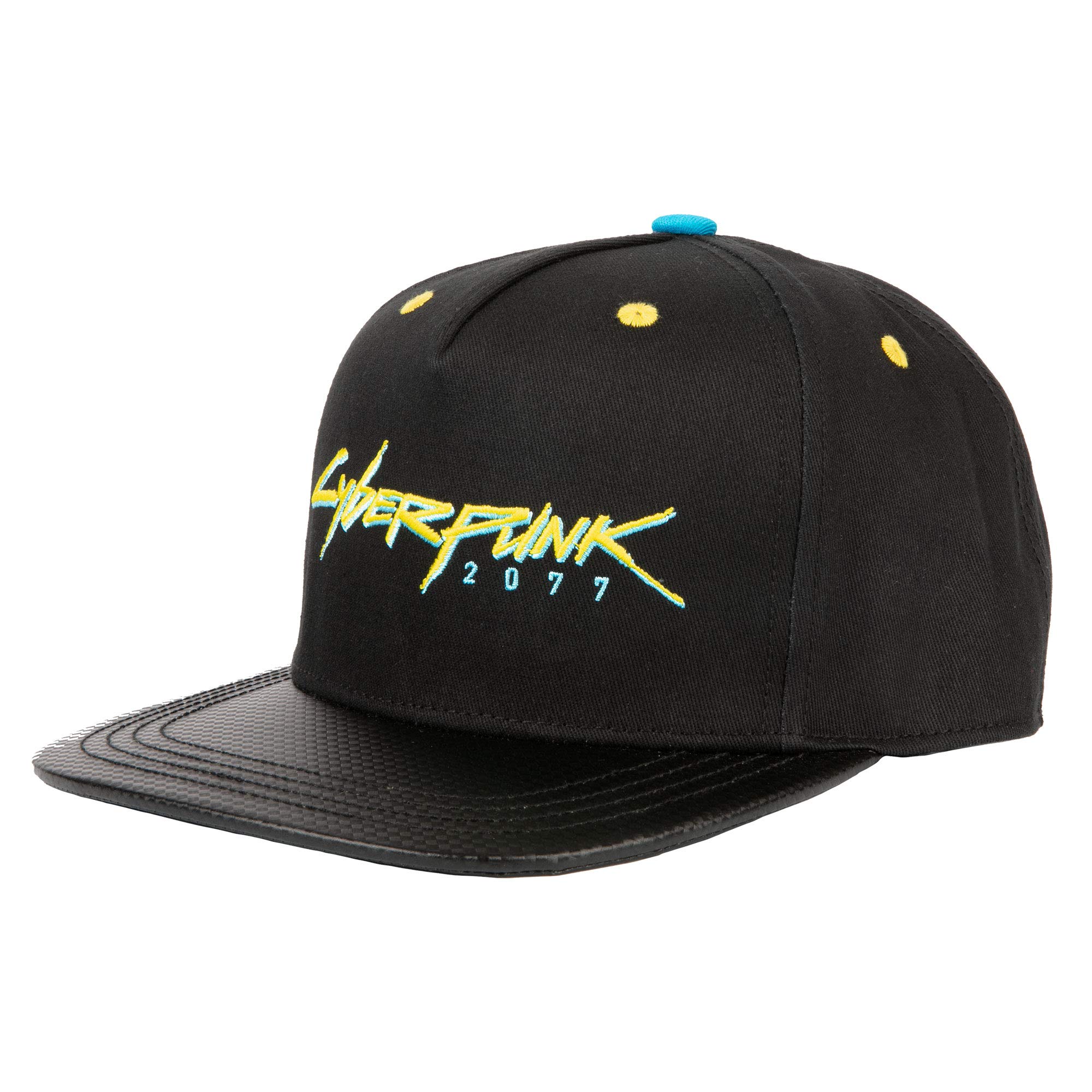 JINX Cyberpunk 2077 Logo Snap-Back Baseball Hat, Black/Yellow, Adult Size