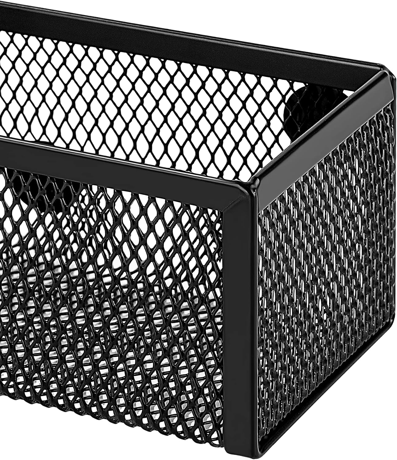 Amazon Basics Mesh Magnetic Storage Bins, Pack of 3, Black, 14.8 x 6.5 x 5.4 cm