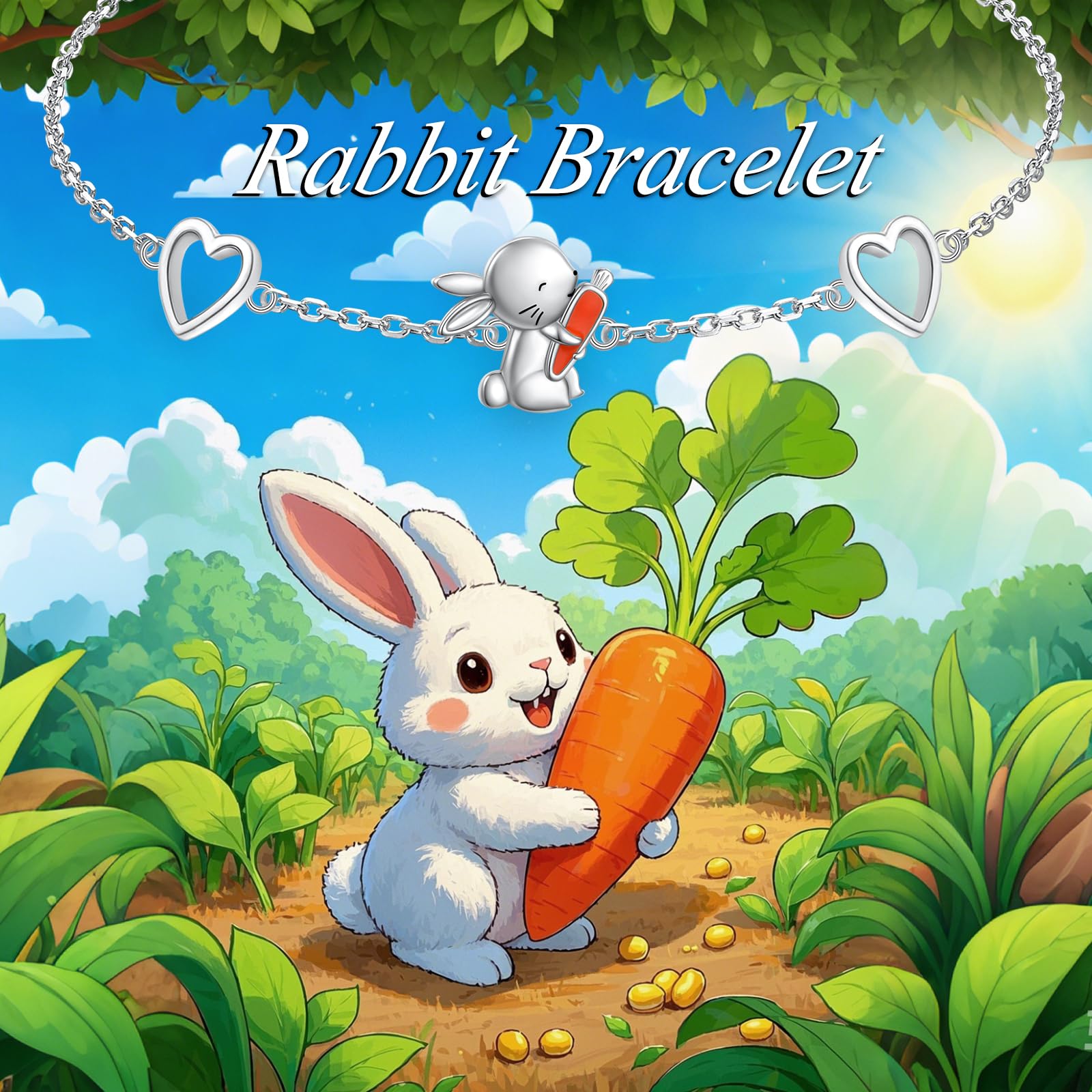 Flyow Pulseras de plata de ley S925 con diseño de tortuga, rana, conejo y corazón para mujeres, adolescentes y niñas, pulsera animal ajustable, joyería, 6.5+2 inches, Sin piedra preciosa