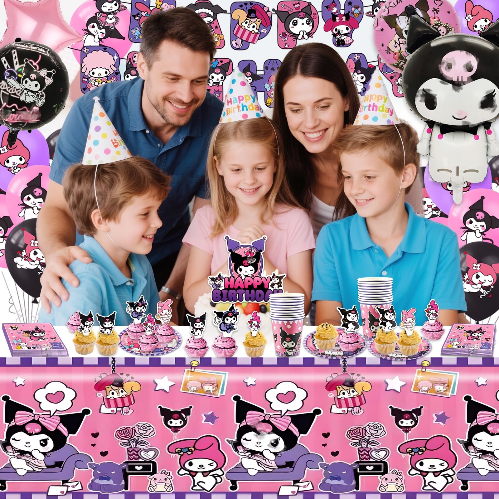 Pappteller Kindergeburtstag Mädchen Kur- Romi Geburtstag Geschirr Set Geburtstagsdeko Partygeschirr Tischdecke Pappteller Tischdecke Birthday Banner Teller Servietten Party Tableware Supplies Deko