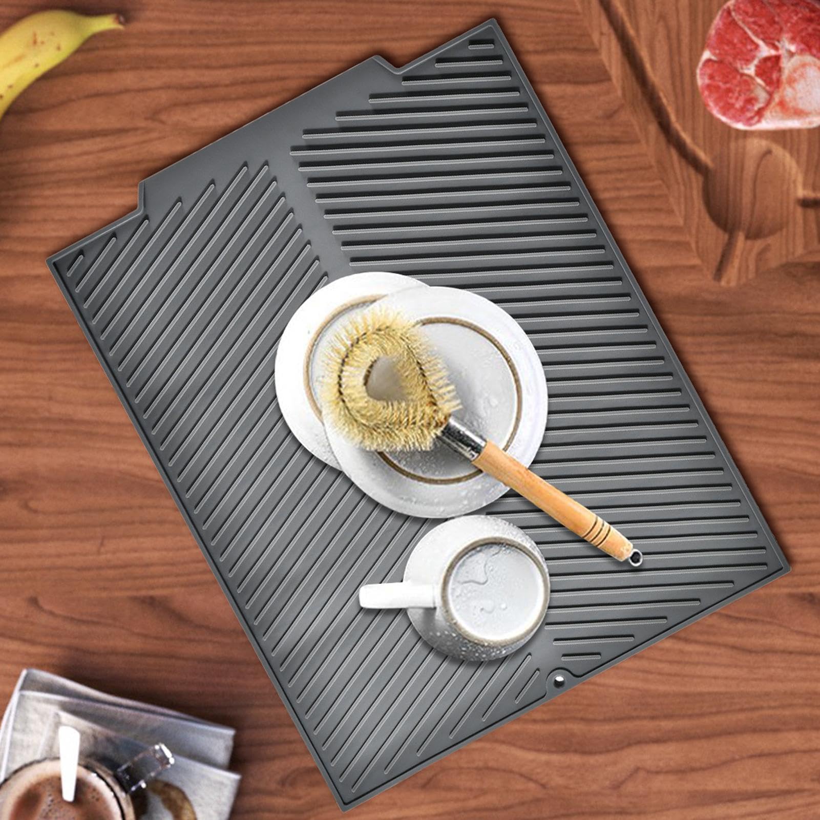 Tappetino scolapiatti in silicone, antiscivolo, tappetino scolapiatti pieghevole, tappetino assorbente per asciugare facilmente in cucina o nel lavandino