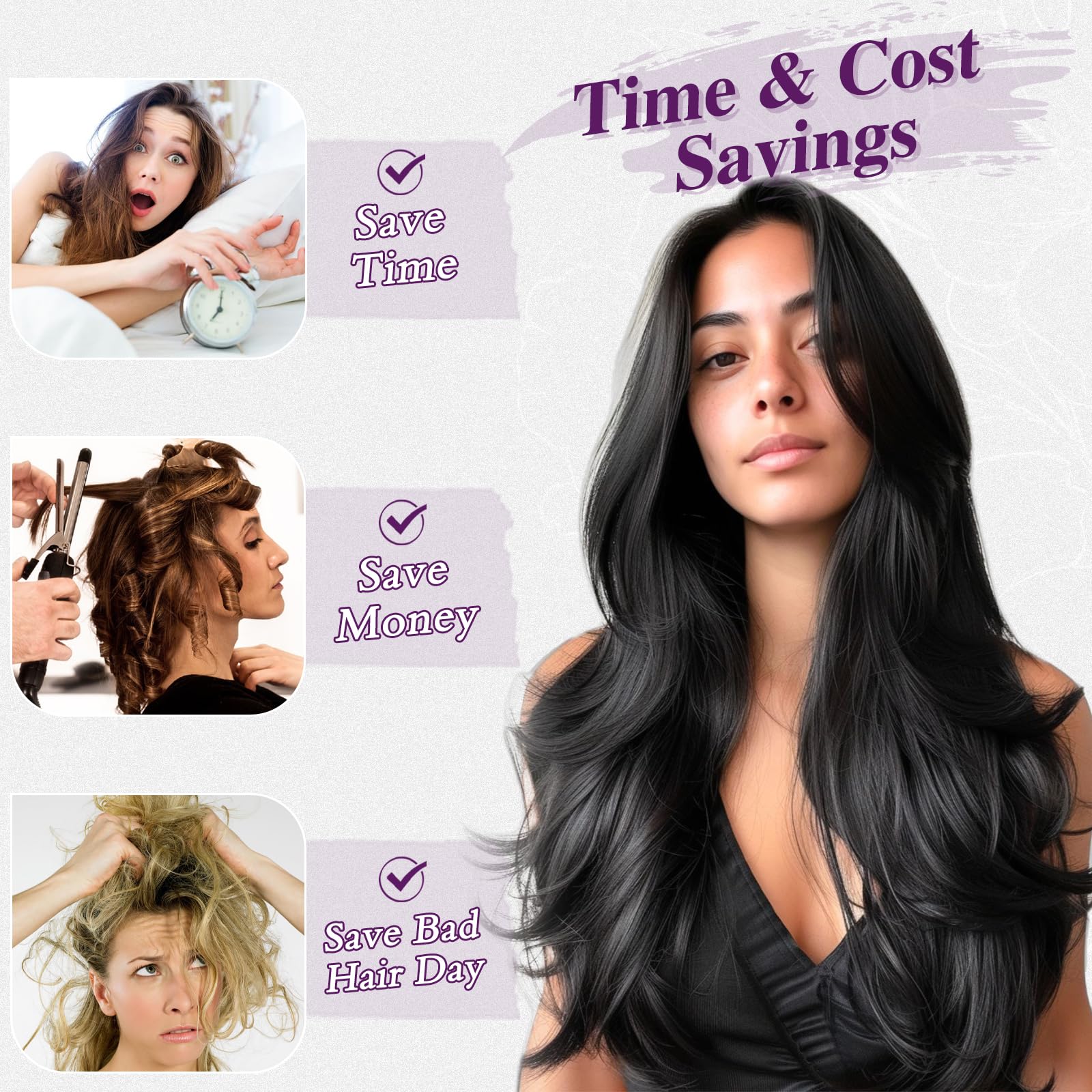 BARSDAR Natural Black Clip in Hair Extensions, 20 Inch Soft Wavy Clip in Hair Extensions for Women - Image 4