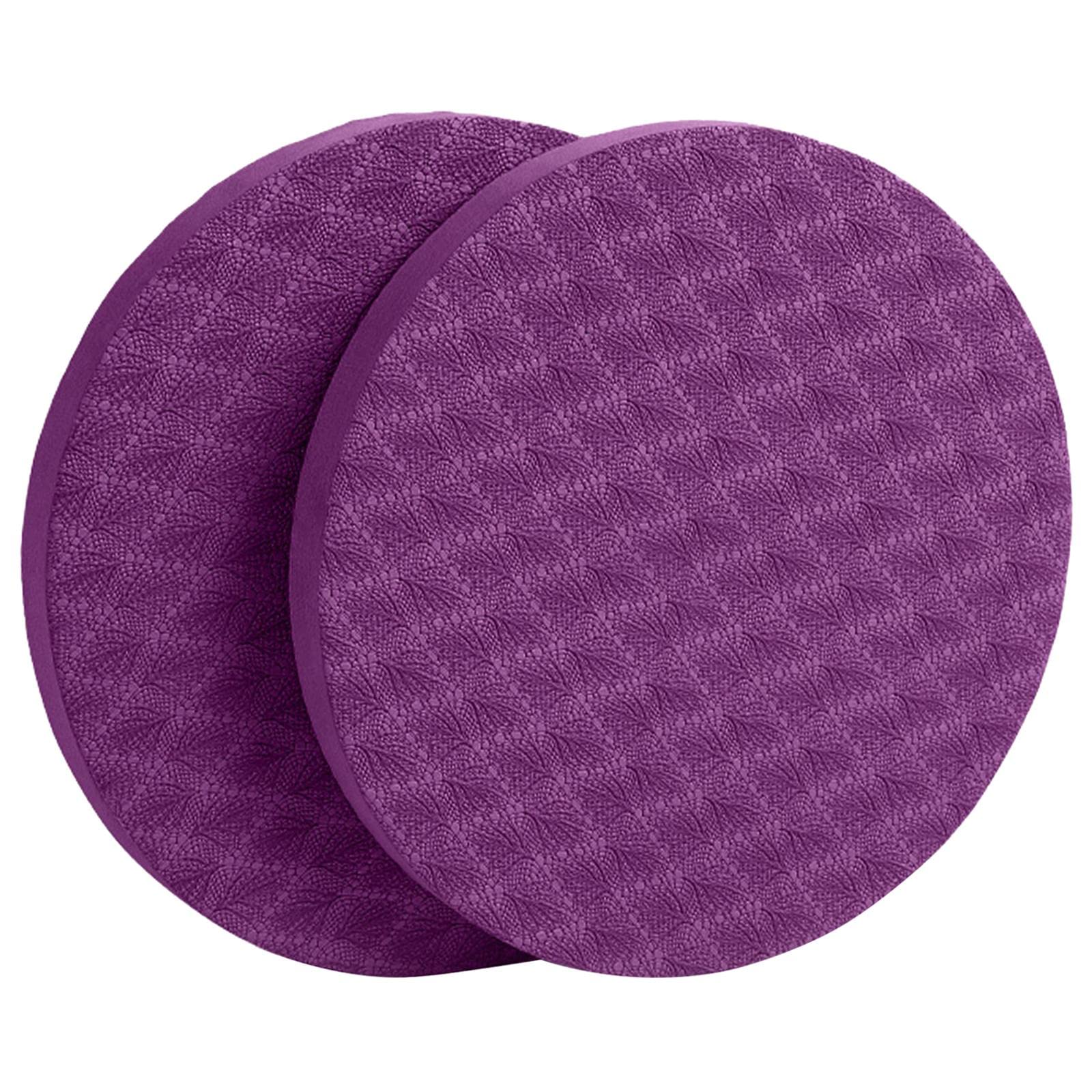 ATORSE® Anti Slip Small Round Knee Pad Yoga Mats 2 Pieces Portable For Gym Exercise Purple-image-22