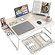 QUDODO Large Lap Desk, XXXL 26.4x20 Extra Large Laptop Tray, Multifunctional Folding Lap Stand for Bed, Sofa Bed for Laptop & Writing, Floor Desk with Tablet Phone Stand & Storage Drawer
