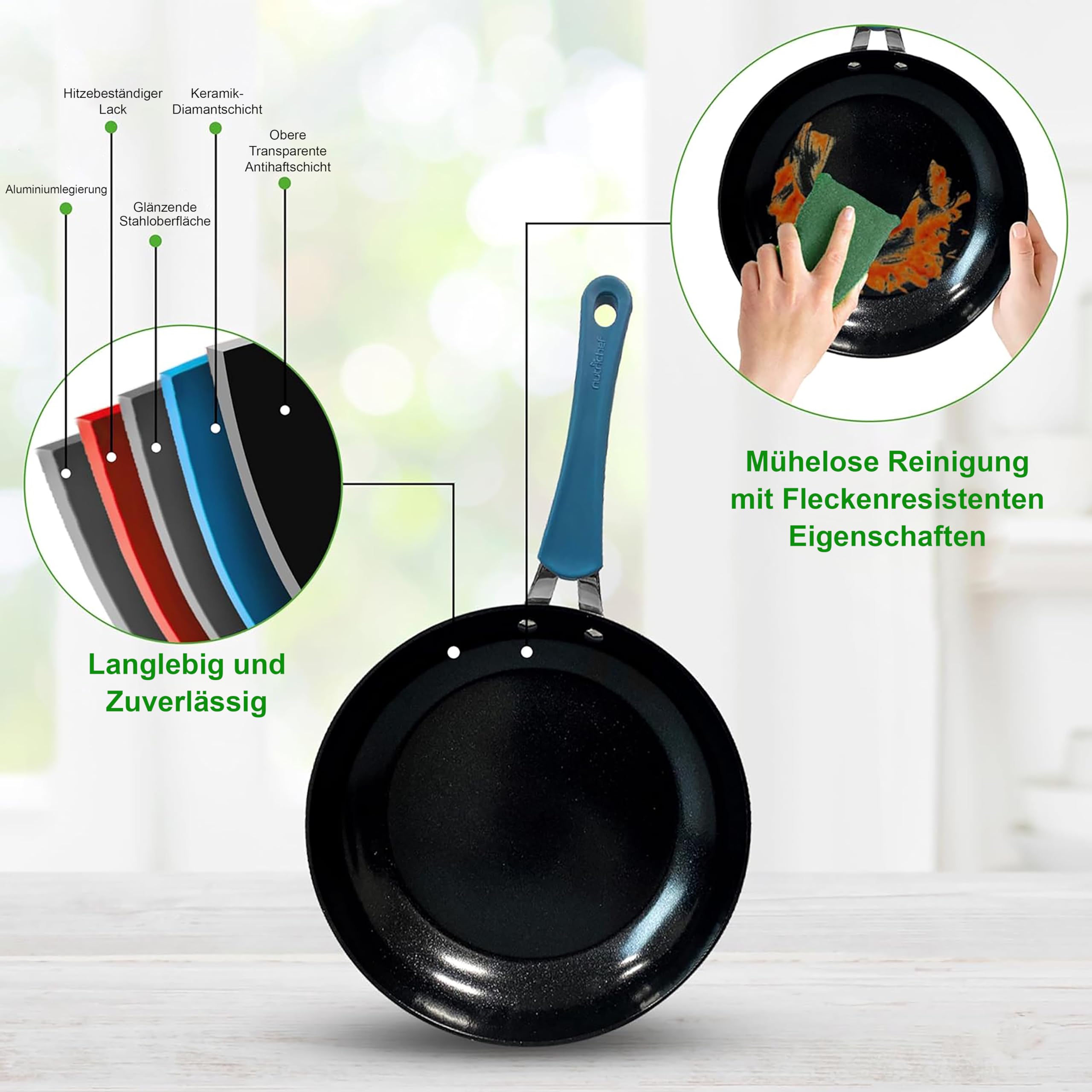 NutriChef Töpfe & Pfannen, 11 Teiliges- Topf und Pfannenset, Inkl. Küchenlöffel, Keramik Antihaftbeschichtet, Für alle Herdarten inkl. Induktion, Ideal für Familien & Single-Haushalte