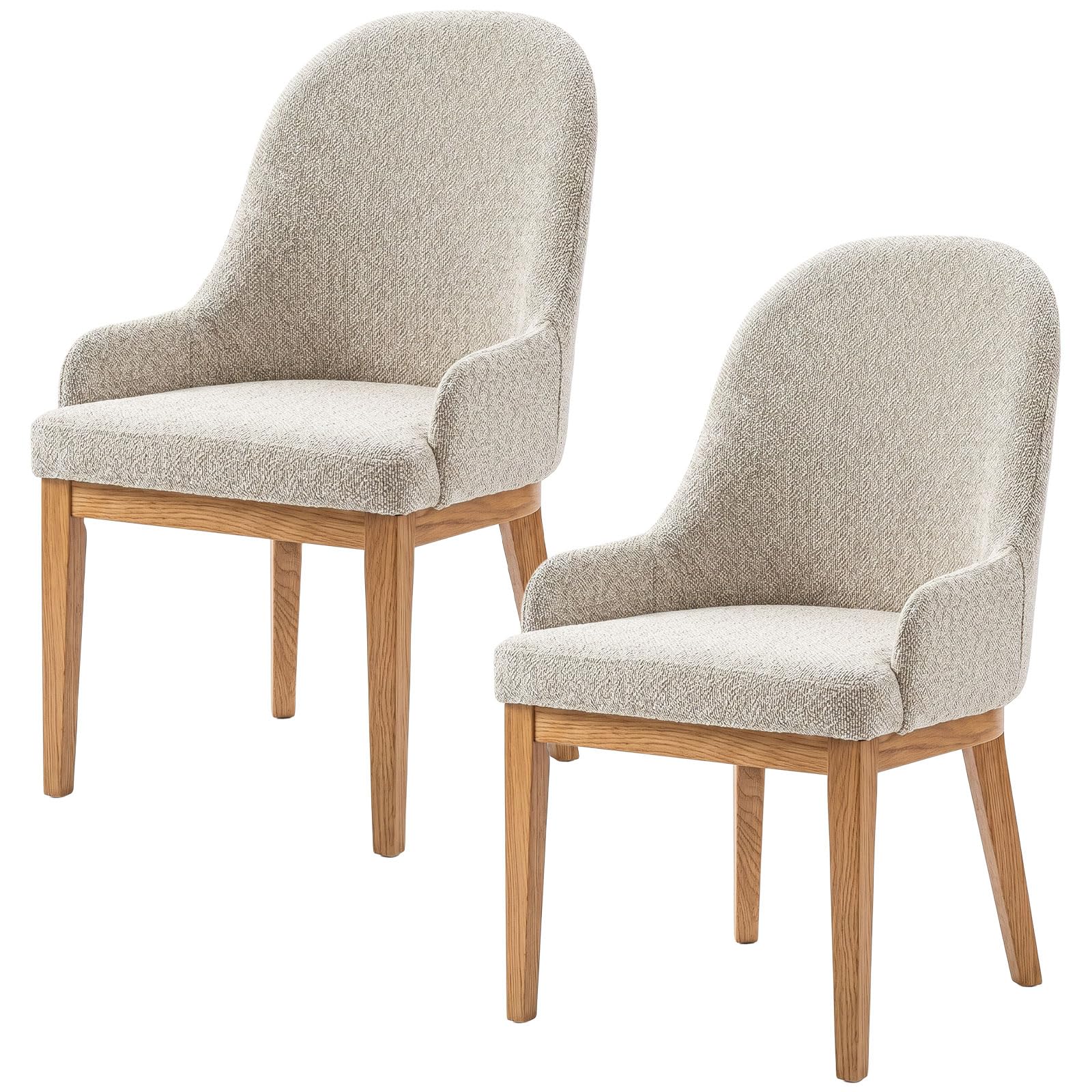 Stretch Dining Chair Covers Set of 2 - Anti-Scratch Chenille Dining Chair Cover for Curved Back Chairs - Breathable Arm Chair Covers for Kitchen Dining Room - Thick Fabric Slipcovers, Coconut Brown