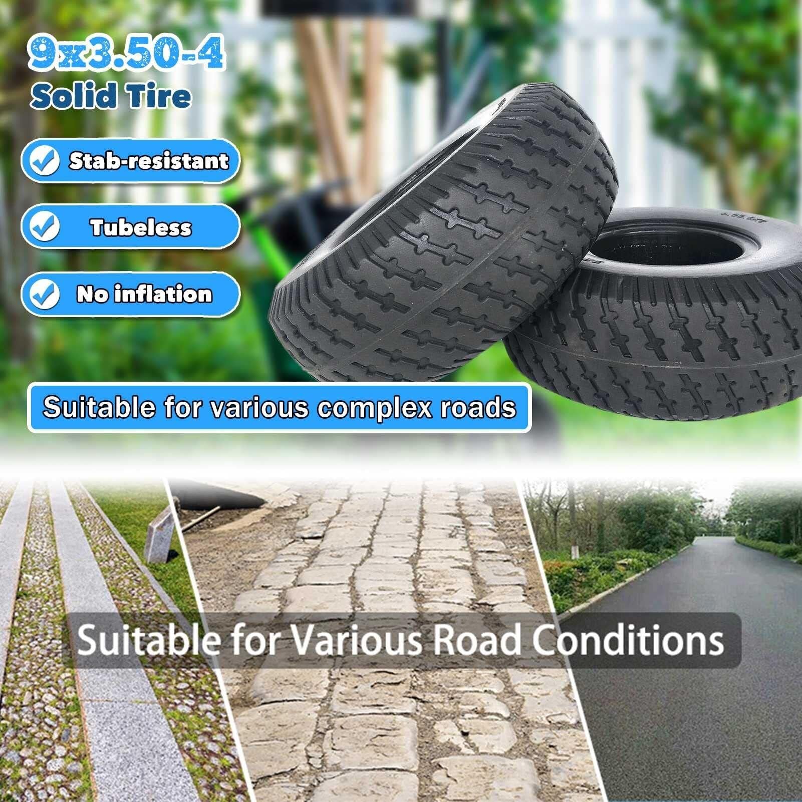 9x3.50-4 Opona Pełna Bez Dętki Opona Bezdennna do Kosiarki 9" x3-1/2 Cala Dla Mini Traktora, Wózka, Elektrycznego Hulajnogi, ATV