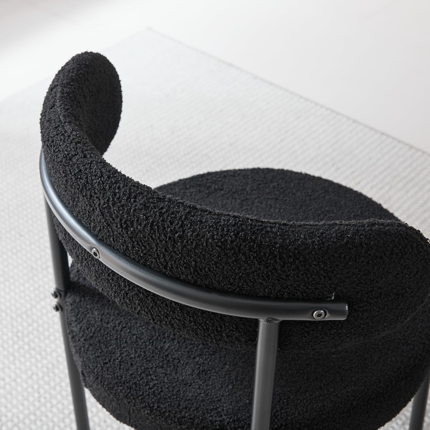 GrandCA HOME Set di 4 Sedie da Pranzo, Sedia da Cucina Imbottita con Rivestimento in Velluto Teddy, Adatta a Soggiorni, Sale da Pranzo e Camere da Letto, Nero