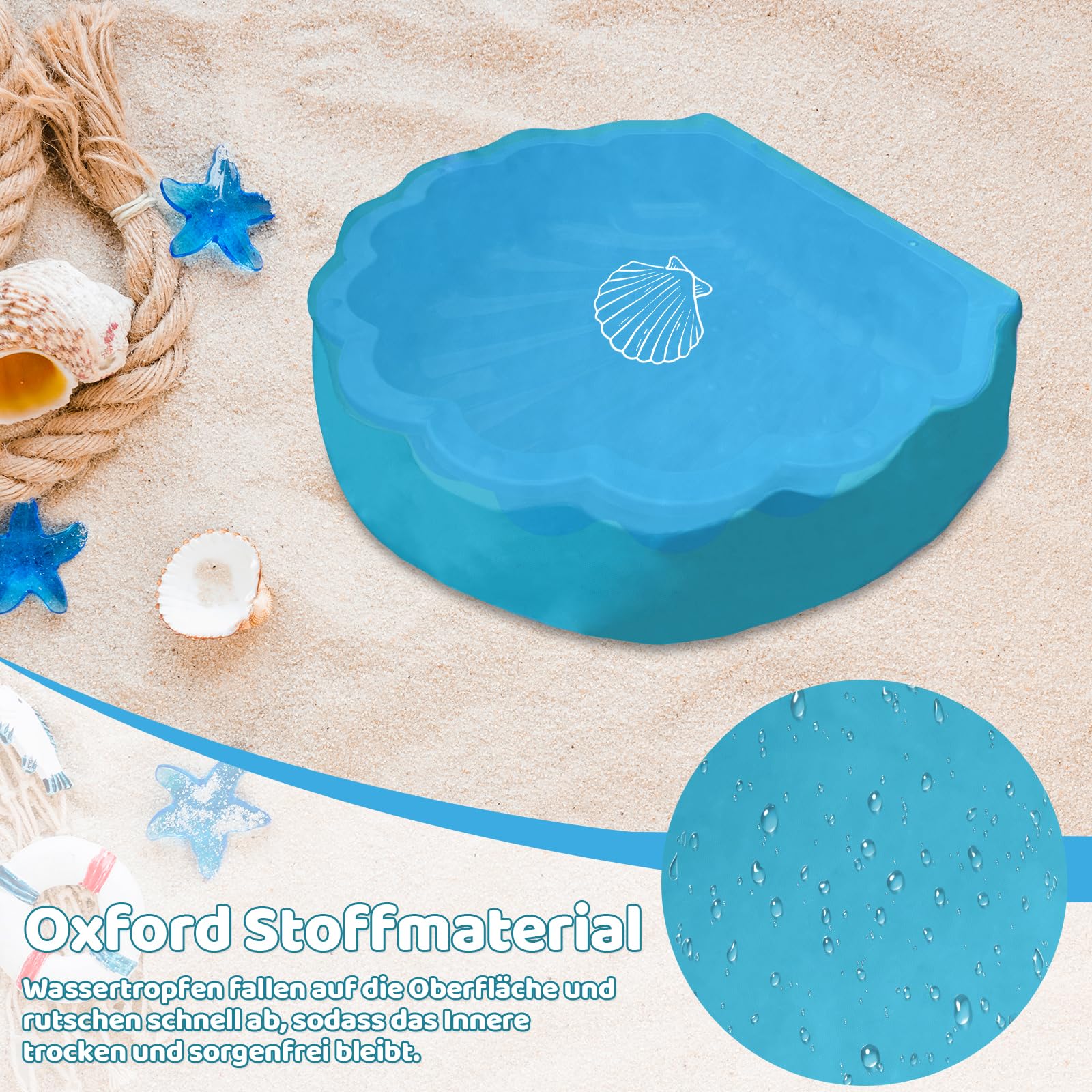 Copertura per conchiglia di sabbia, 100 x 15 cm, copertura per sabbiera, rotonda, blu, per sabbia, impermeabile, per sabbia e conchiglie d'acqua (contiene non conchiglie di sabbia)