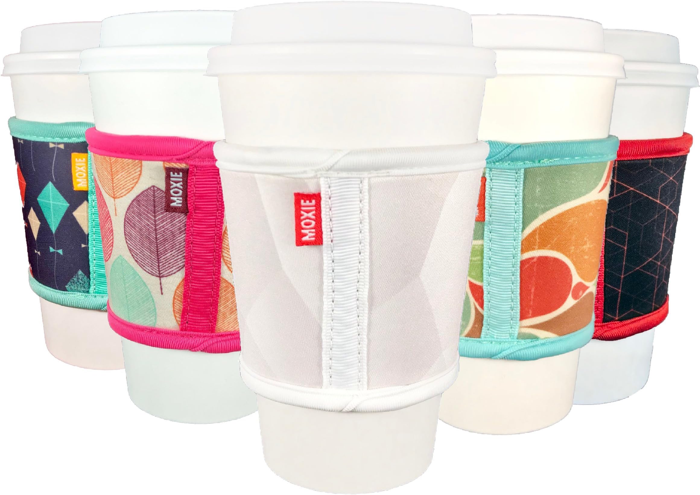 Coffee Cup Sleeves – Premium Neoprene Insulated Reusable Coffee & Tea Cup Sleeves – Best for 12oz-24oz Cups at Starbucks, McDonalds, Peets, Caribou Coffee (Assorted Patterns, 5 Pack)