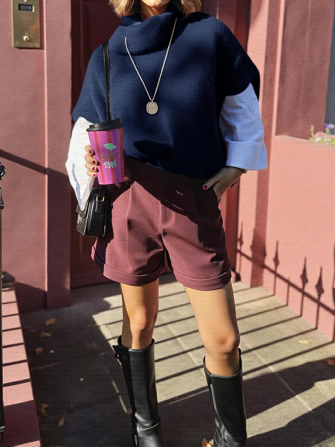 Cicy Bell Womens Oversized Turtleneck Knit Sweaters Short Batwing Sleeve Casual Slouchy Loose Fit Chunky Pullover Tops - Image 6