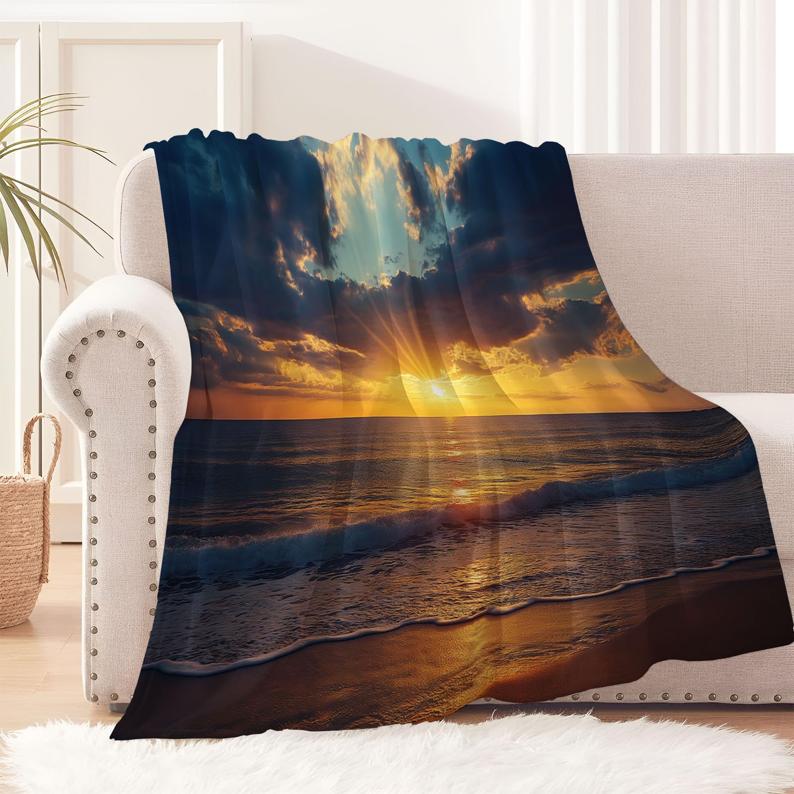Couverture moelleuse douce motif ocean pour s'évader au chaud à la maison