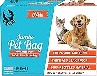 HippoSak Extra Large Pet Poop Bags for Large Dogs & Cat Litter - 480 Leak-Proof, Eco-Friendly Count
