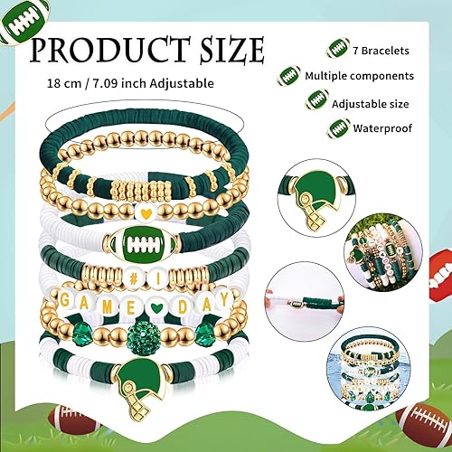 Miniatura 2 de Día del Juego #1 Pulsera de fútbol con cuentas elástica de cuentas para fútbol, papás, mamás, entrenadores, regalos para fanáticos