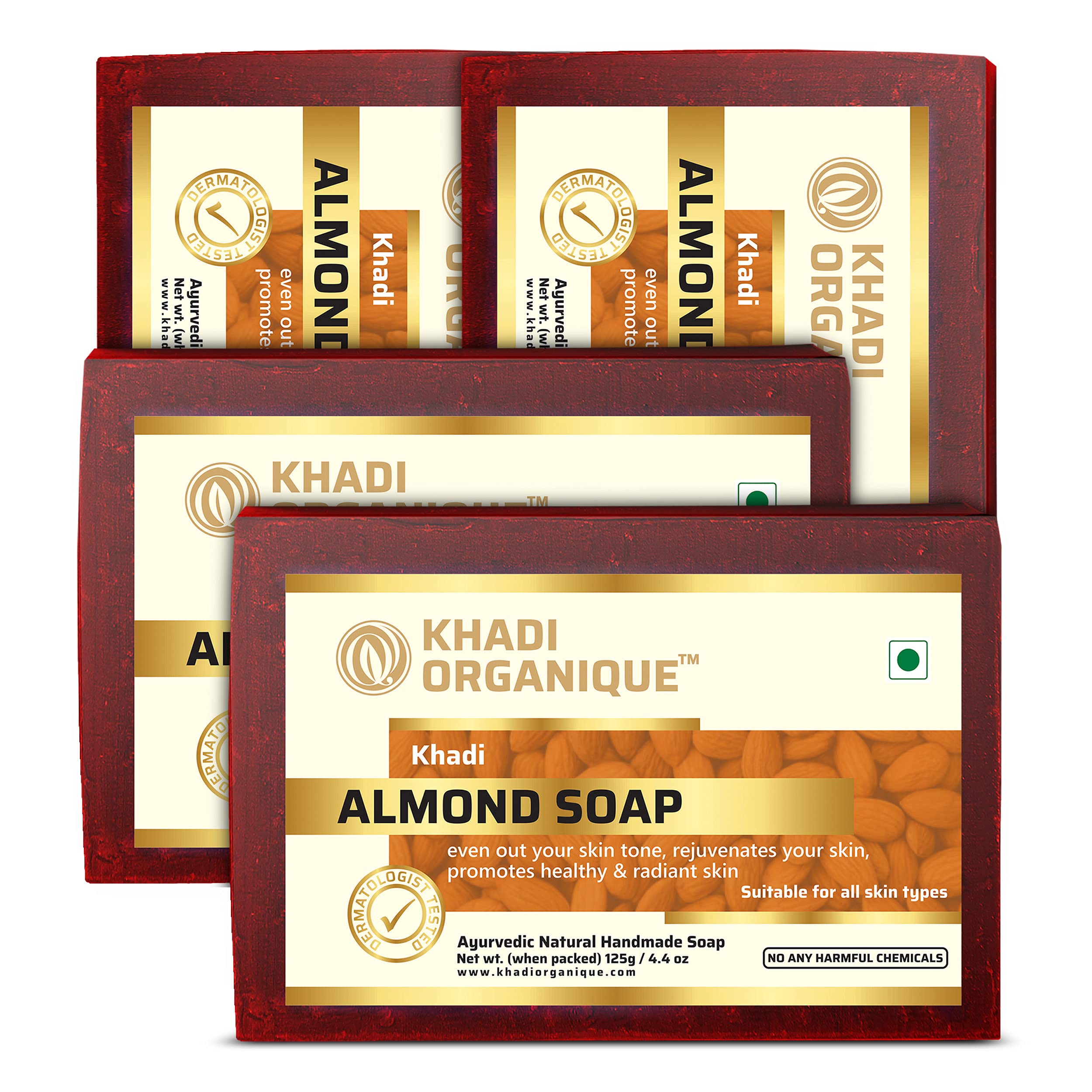 Khadi Organique Natural Herbal Almond Soap Pack of 4
