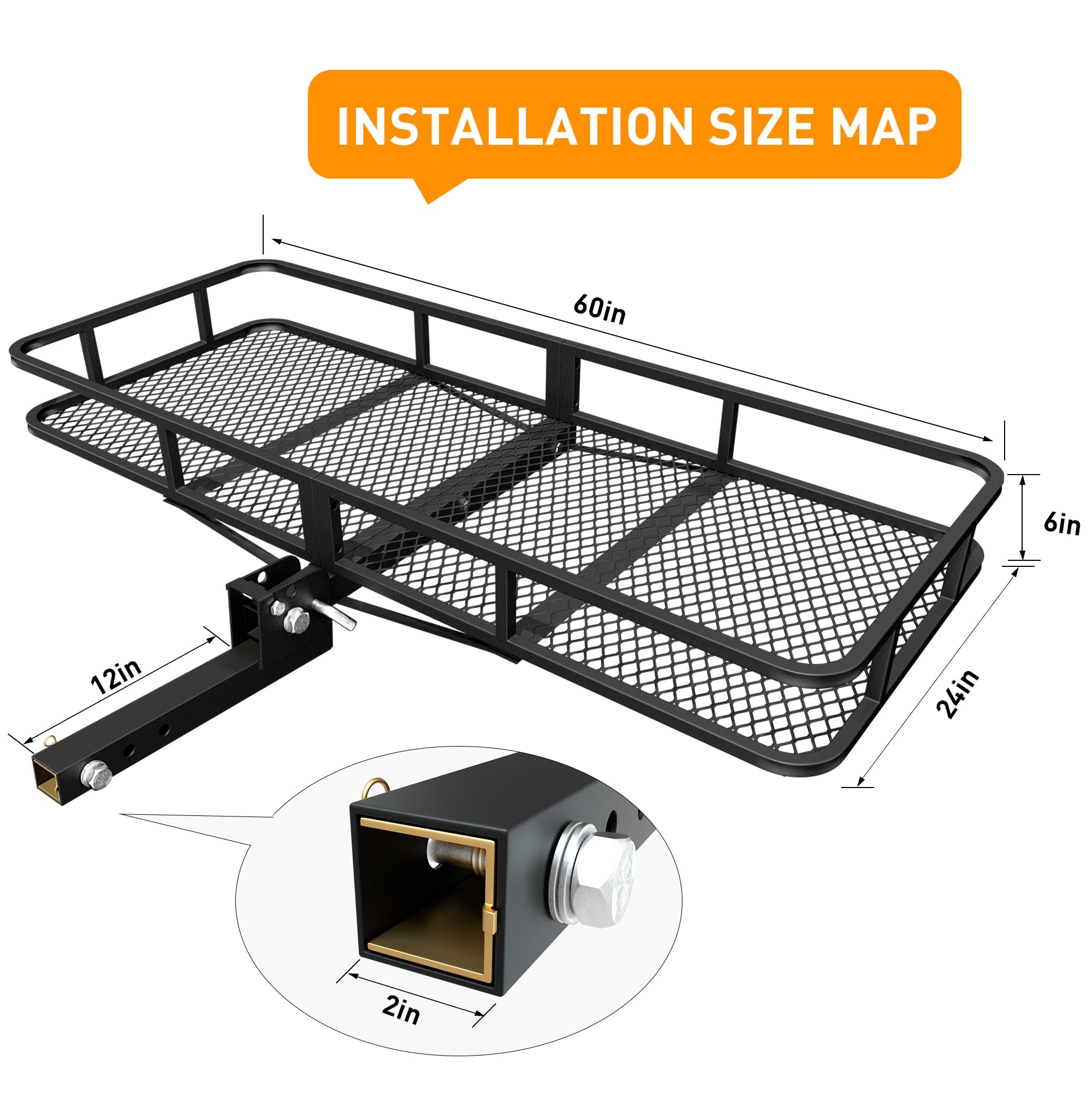 AKHAL-TEKE Hitch Cargo Carrier Basket Combo 60