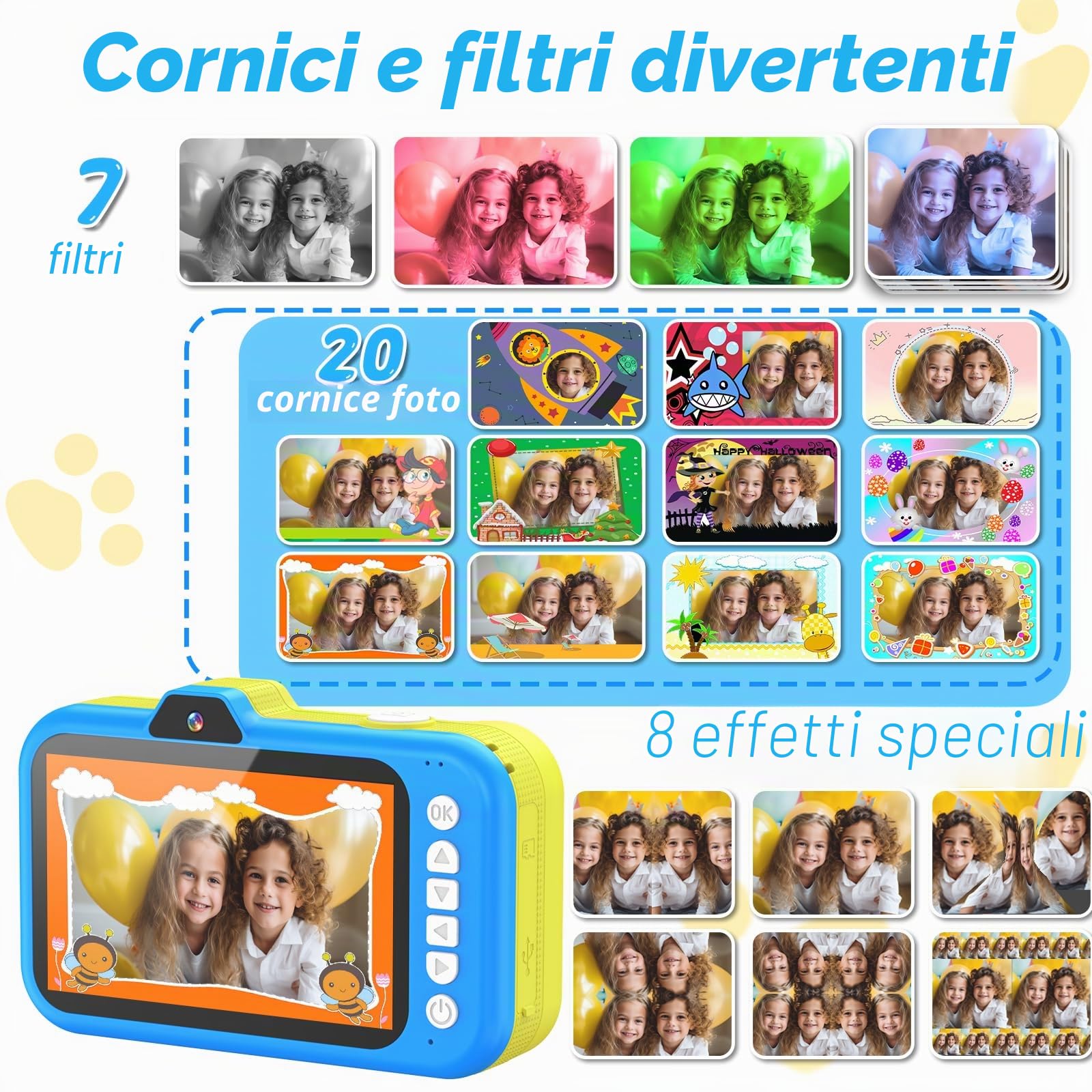 Macchina Fotografica Bambini con 360° Obiettivo Zoom Rotante | 3,5" Ampio Display | 1080P HD Fotocamera Digitali Bambini con Selfies | Flash | Scheda da 32G | Regalo Bambina Bambino 3-12 Anni