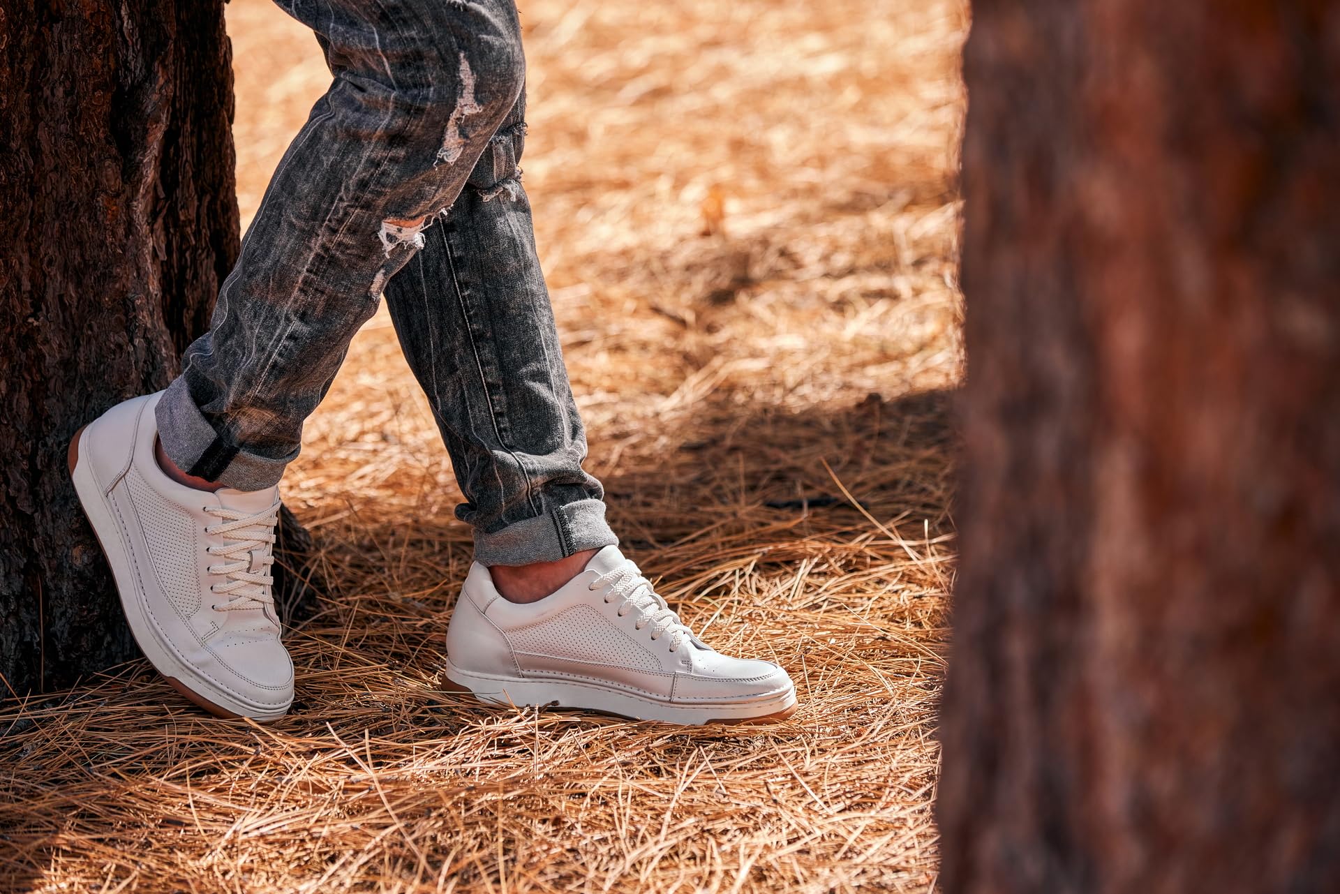 CALTO Zapatos de elevación invisibles para hombre con aumento de altura – Zapatillas de cuero de primera calidad con cordones – 2.6 pulgadas más altas