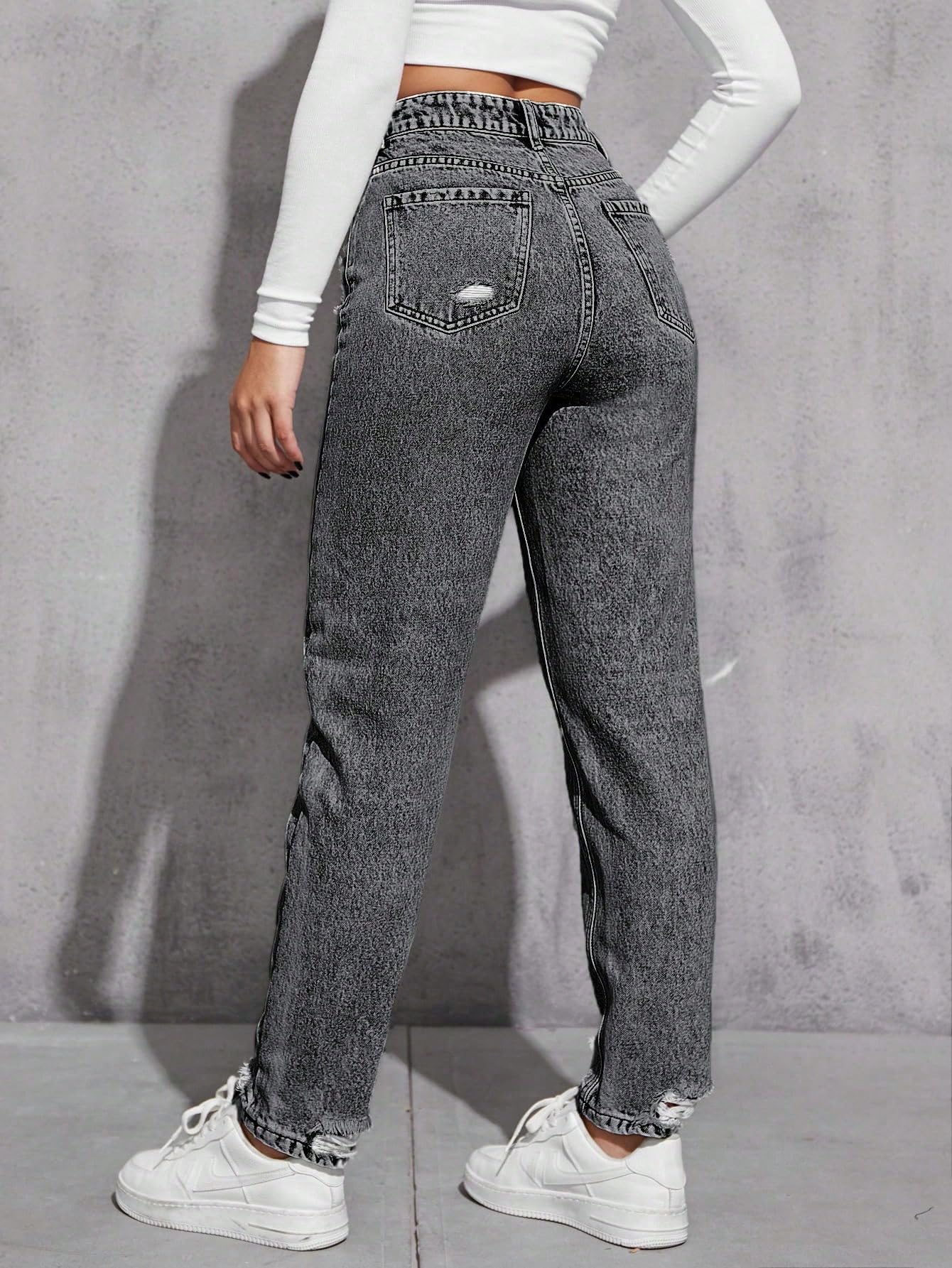 AVANOVA Czarne damskie bawełniane dżinsy z wysokim stanem do kostek dla kobiet dżinsy II denim bawełniane spodnie jeansowe dla kobiet II bawełniane spodnie II szerokie nogawki II bawełniane dżinsy dla