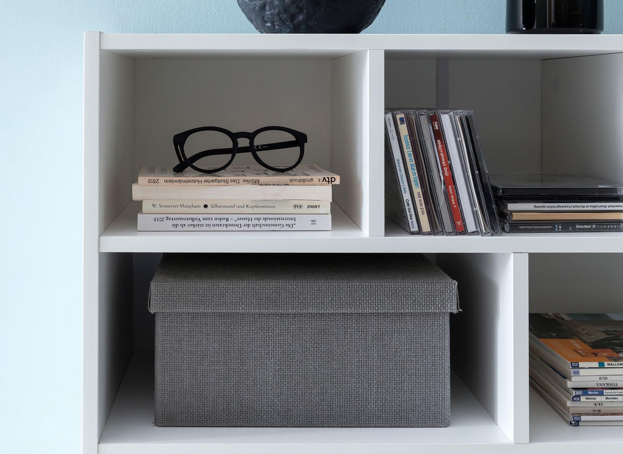 FineBuy Bücherregal 80x68,5x29,5 cm Regal Standregal modern, Flurregal Schuhregal schmal, Holzregal mit Fächern, Ablageregal Abstellraum Weiß