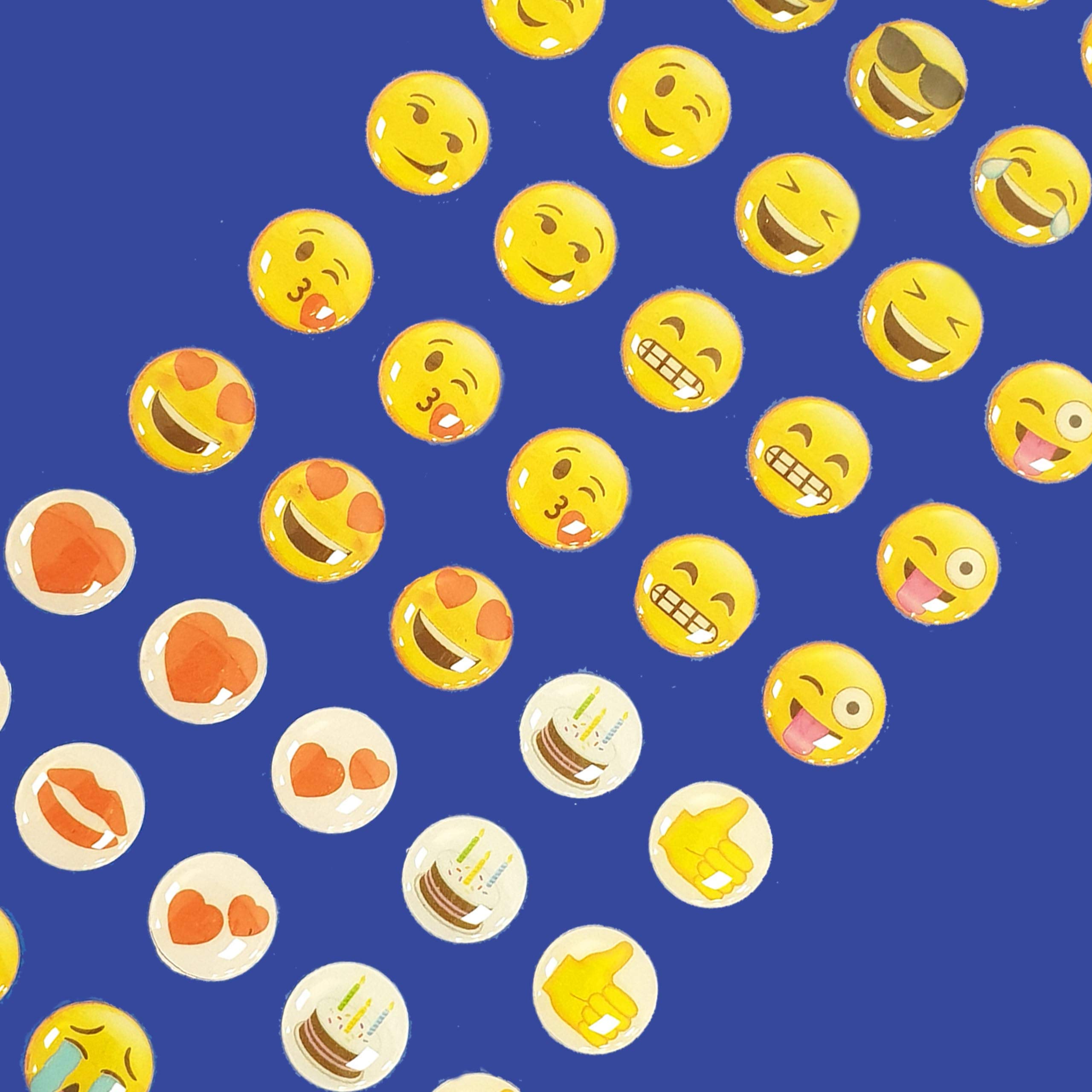 Pebble Eleven Multicolor 10Mm Emoji Stickers - Self Adhesive Funny Face 3D Embossed Stickers, Fun Sticker Pack For Adults Children, Pack Of 50