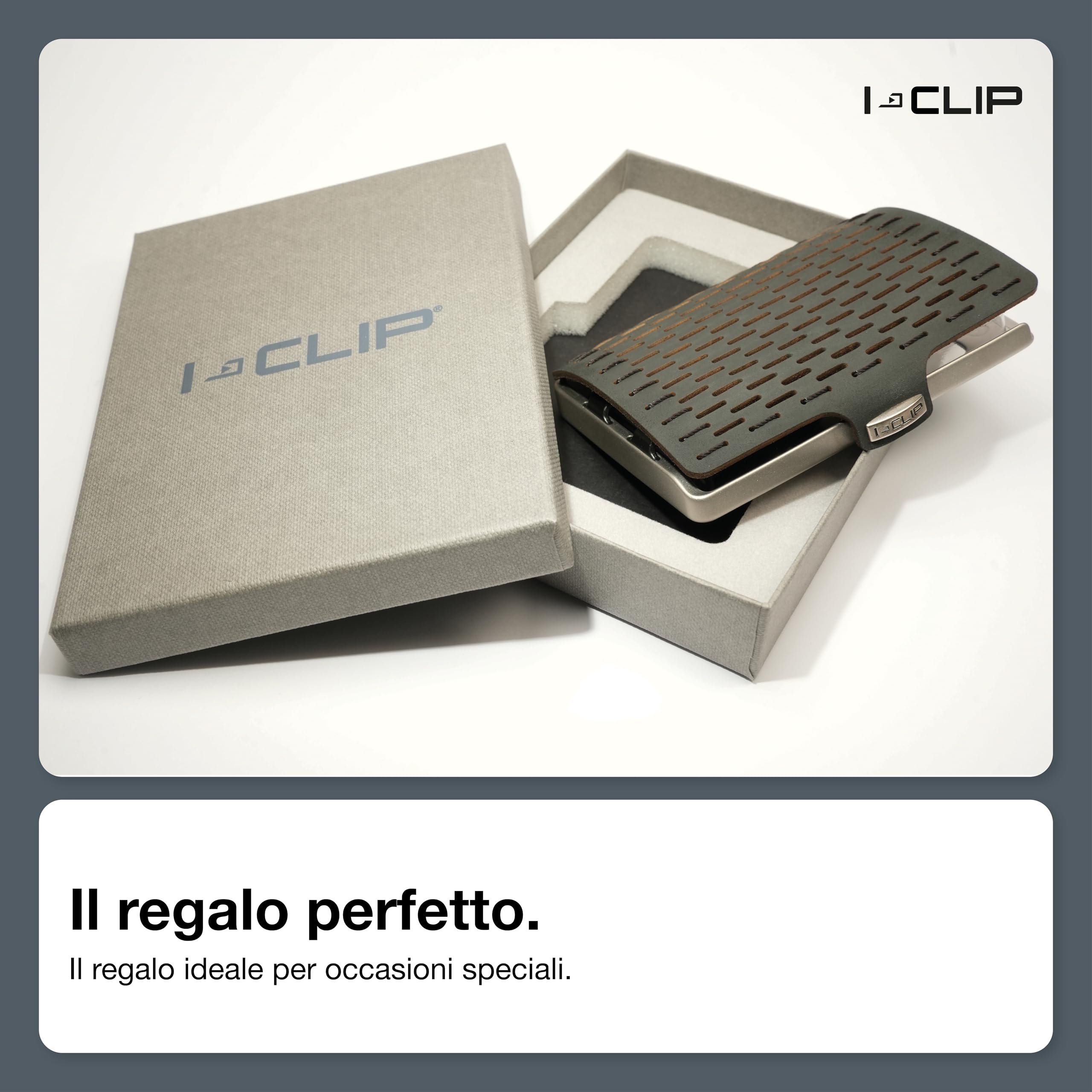 I-CLIP Steel Portafoglio Uomo Slim con Portamonete Banconote, Mini Wallet fino a 10 Carte, Pelle Nero, Telaio Acciaio Satinato
