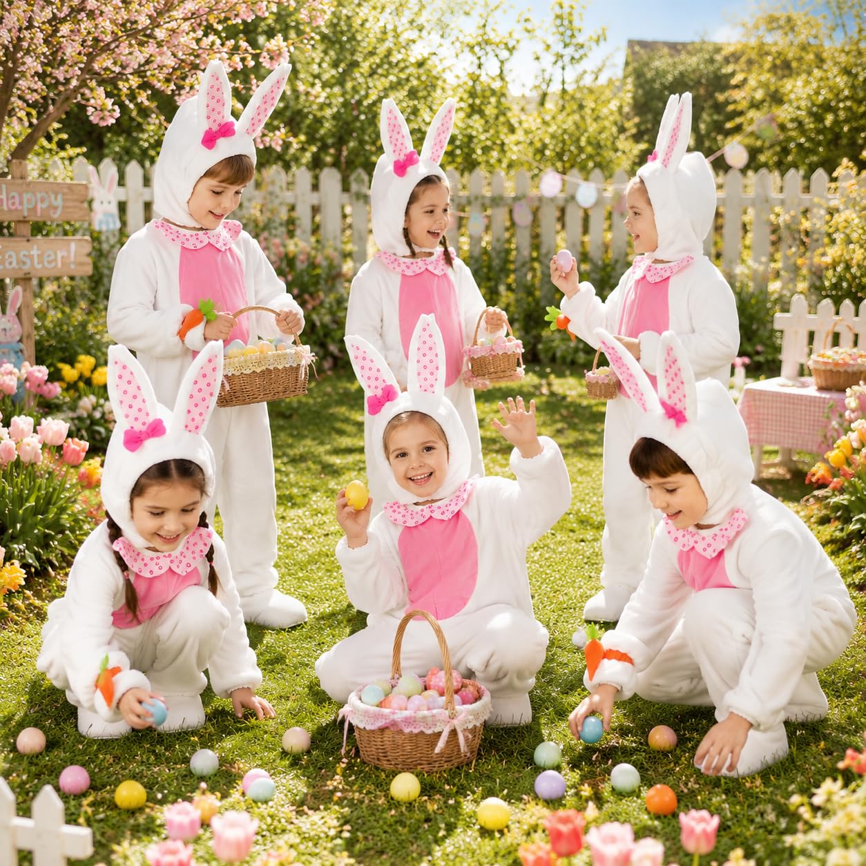 Costume da coniglietto in flanella, per bambini, per Halloween
