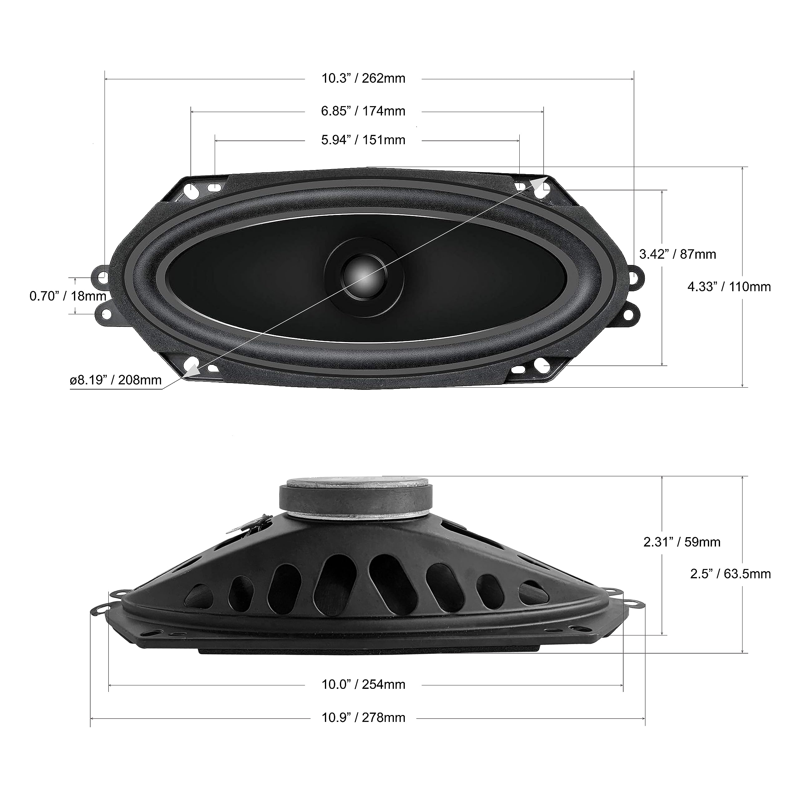 Amazon.co.jp: SONDPEX 4インチ x 10インチ デュアルコーンスピーカー