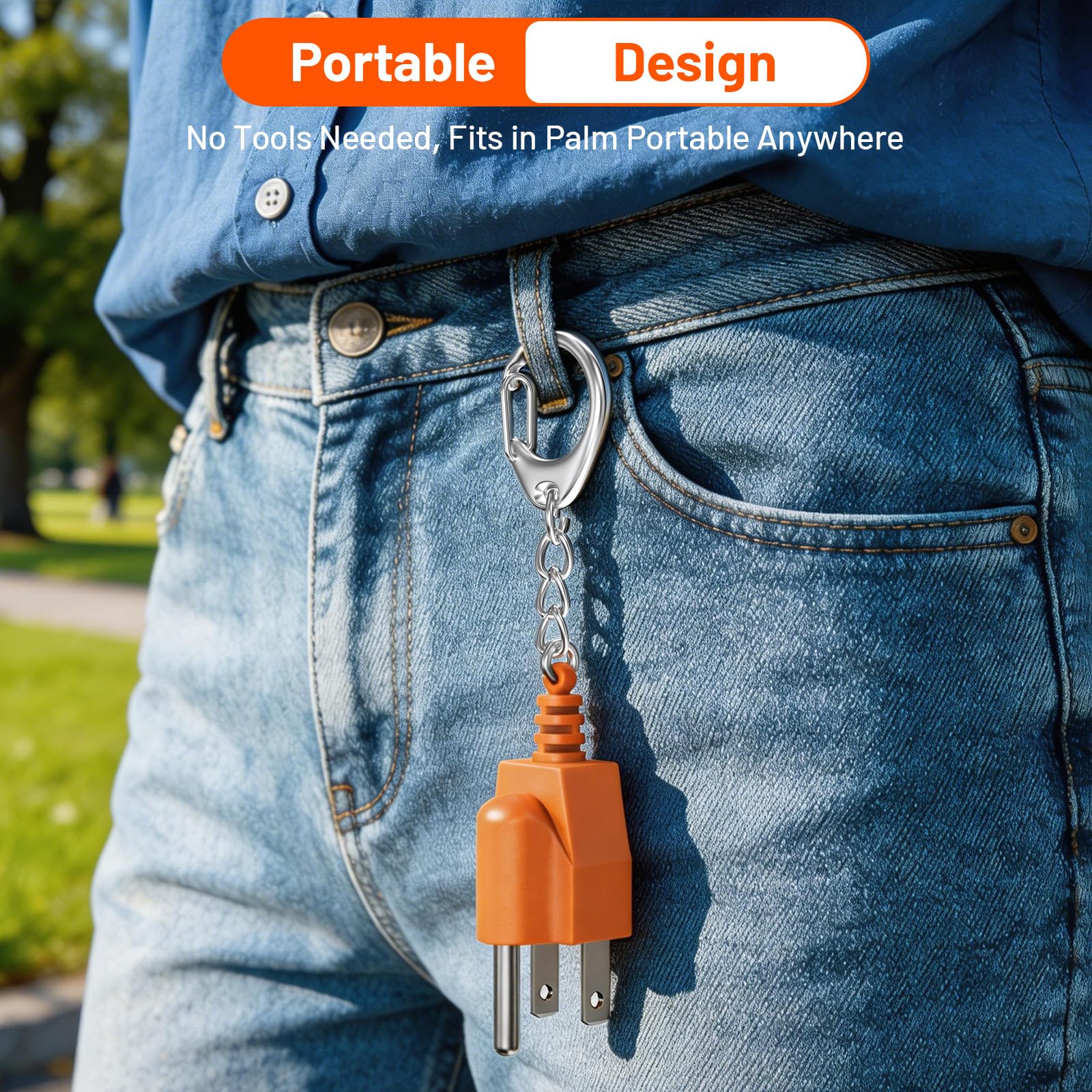 Neutral Ground Bonding Plug - Floating Ground Adapter for Portable Inverter Generators, RVs, Motorhomes & Campers (NEMA 5-15P/TT-30R),with Keychain, Improve Generator Grounding Security--2Pack — view 7