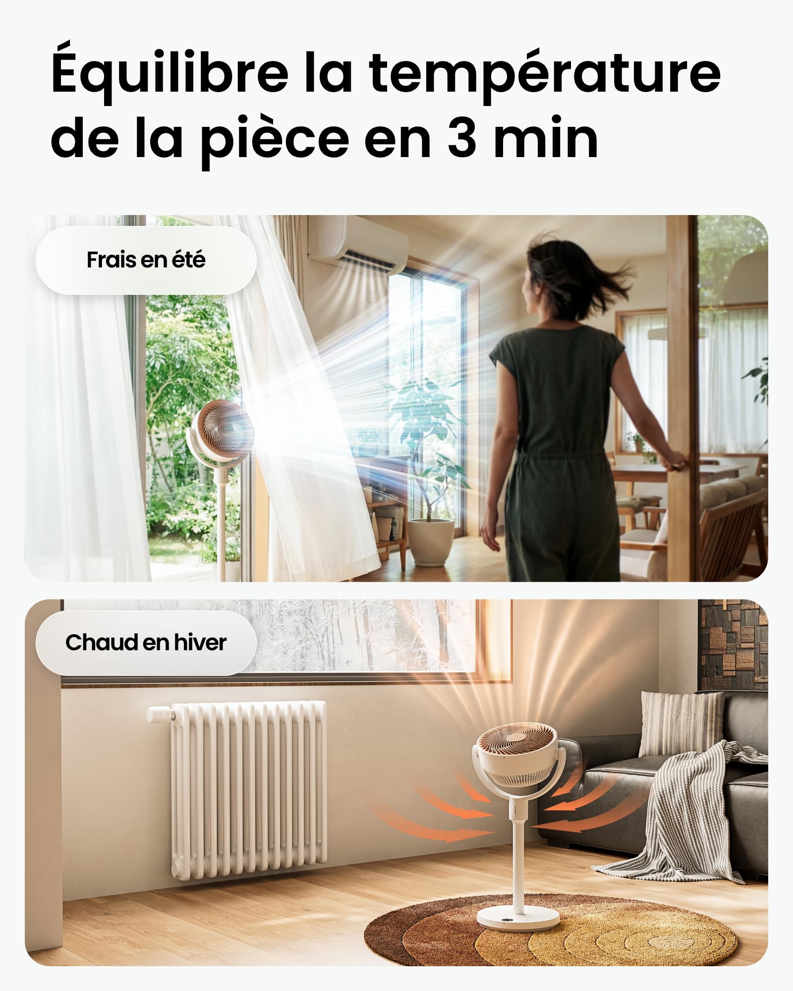 SwitchBot Ventilateur sur pied oscillant, éclairage RGB, 22 dB ultra-silencieux, télécommande, compatible Matter via Hub, débit d'air 9,15 m³/min, hauteur réglable, 4 modes, 9 vitesses, minuterie 9 h