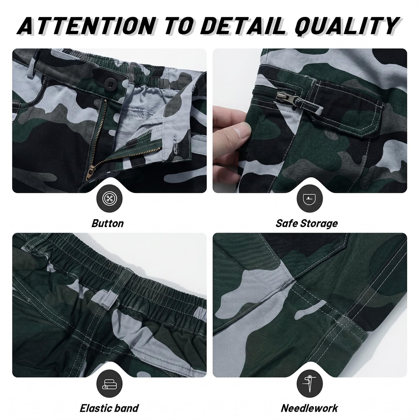 Pantaloncini Cargo da Uomo Pantaloncini da Combattimento Mimetici Casual in Cotone con Tasche Multiple, Verde S