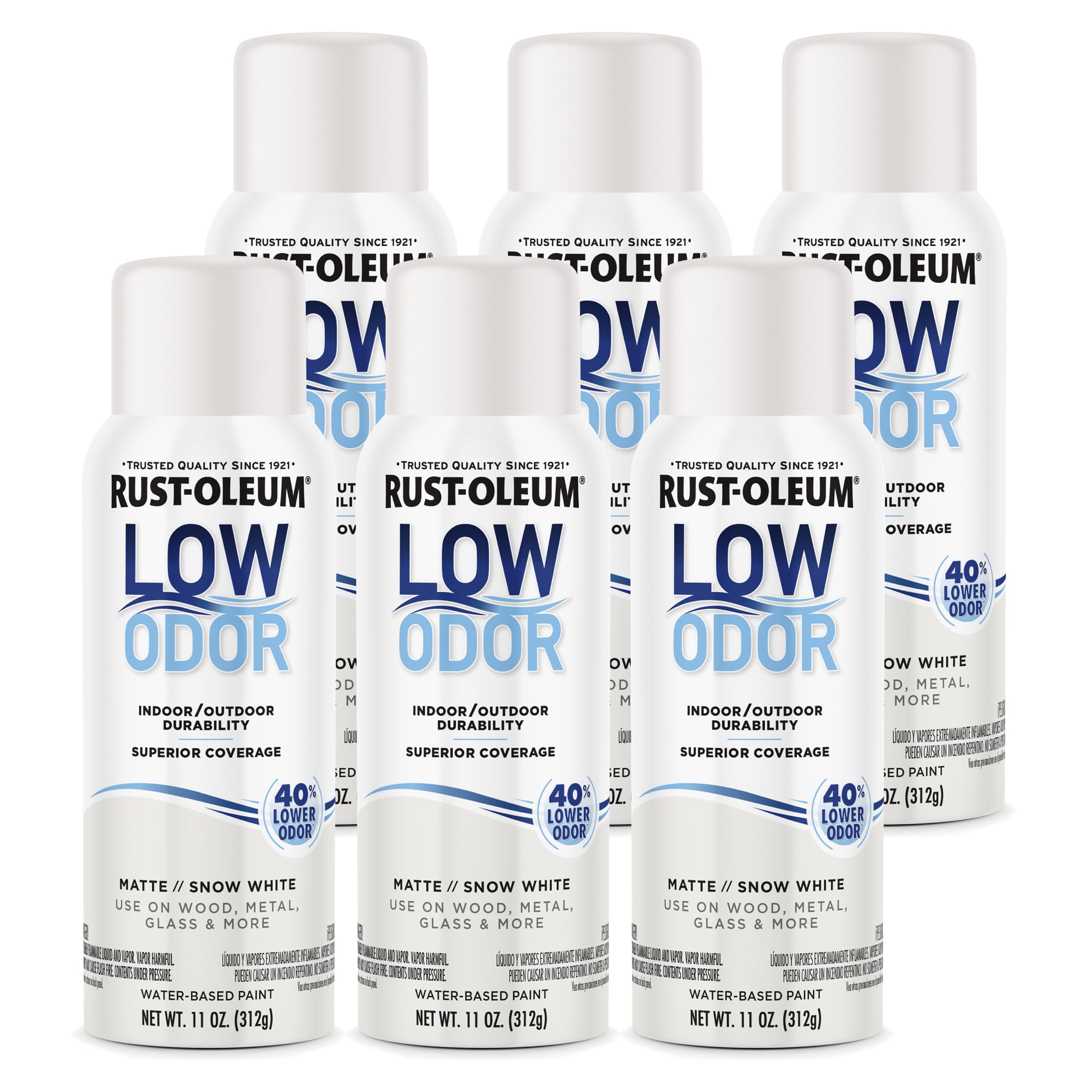 Rust-Oleum Low Odor Premium Spray Paint, Matte Snow White