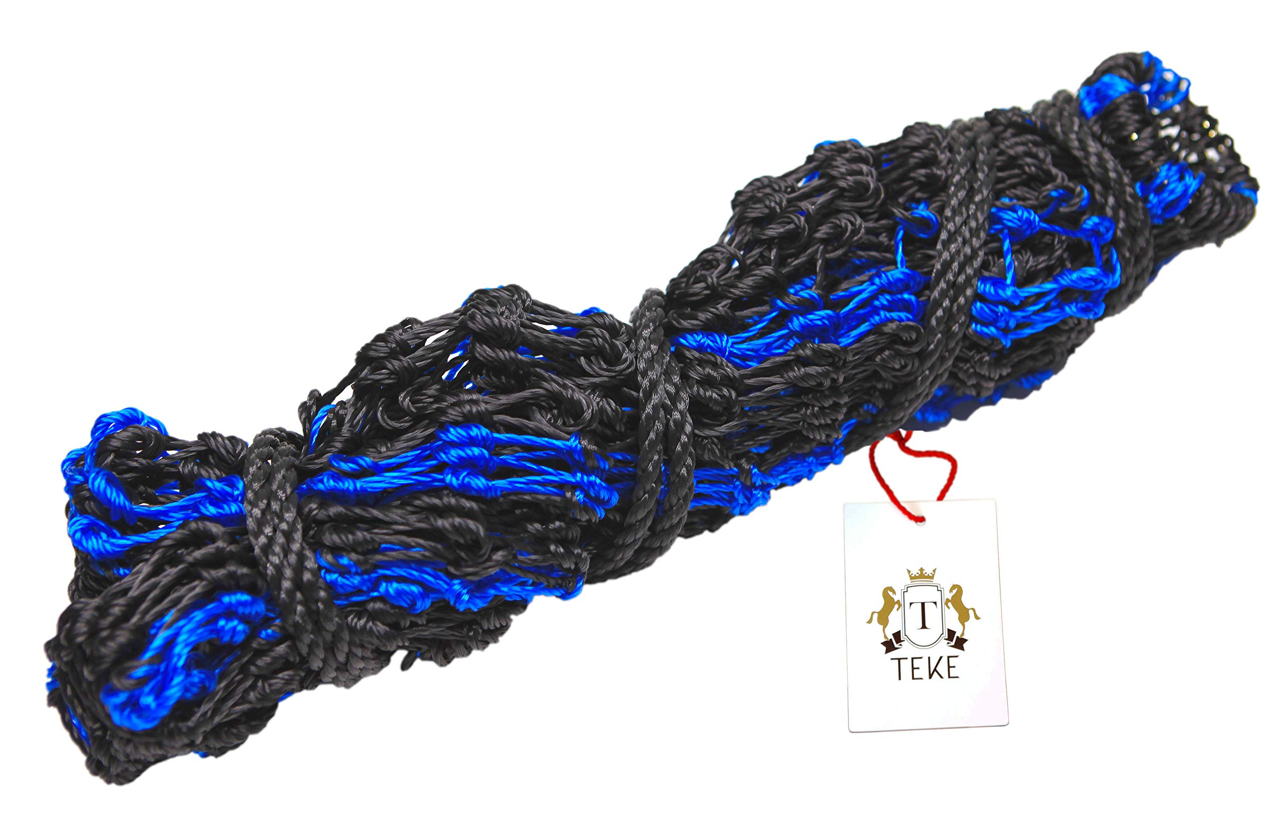 T TEKE Deluxe Slow Hay Feeder Nets, 1-3/4" Feeding Holes, Horse Supplies Bags for Horses Goats, Black/Blue, Small - Image 2