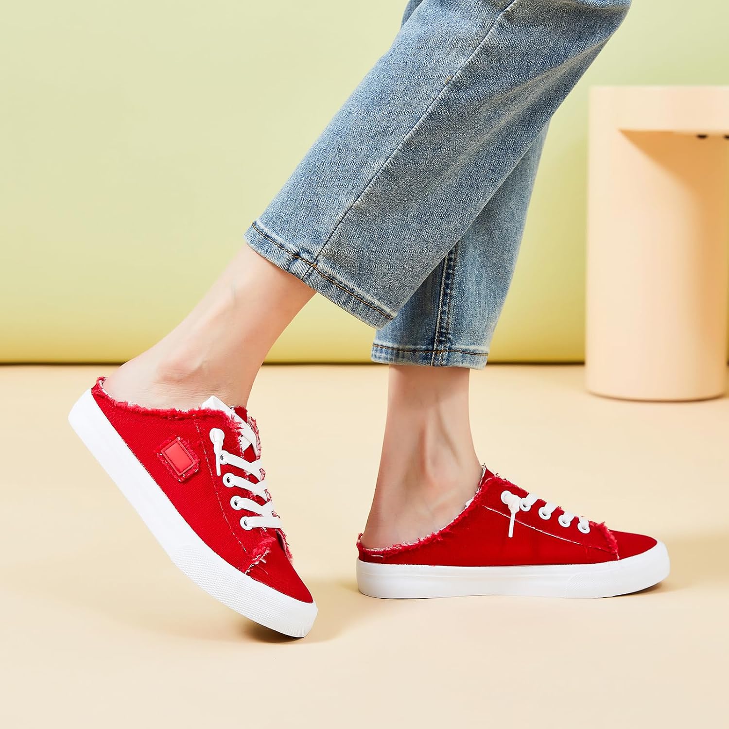 BENPAO Women's Slip on Sneakers Canvas Slip ons Shoes Fashion Comfortable Mules Womens Non Slip Loafers Casual Backless Shoes - Image 8