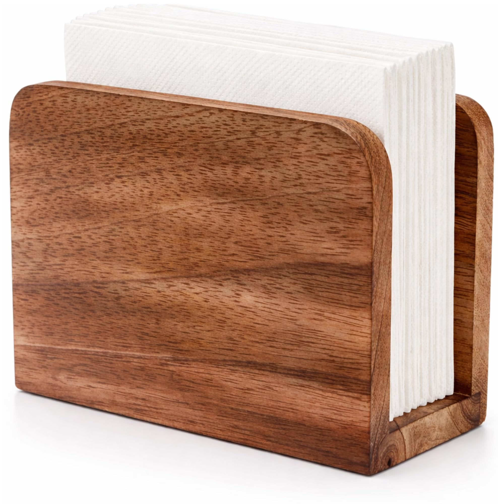 Mango Wood Burning Finish Napkin Holders Upright Paper Napkin Storage Dispenser for Kitchen, House, Party, Restaurant, Hotel, Cafe, Bar (5.5"x 2.5"x 4" Inches)